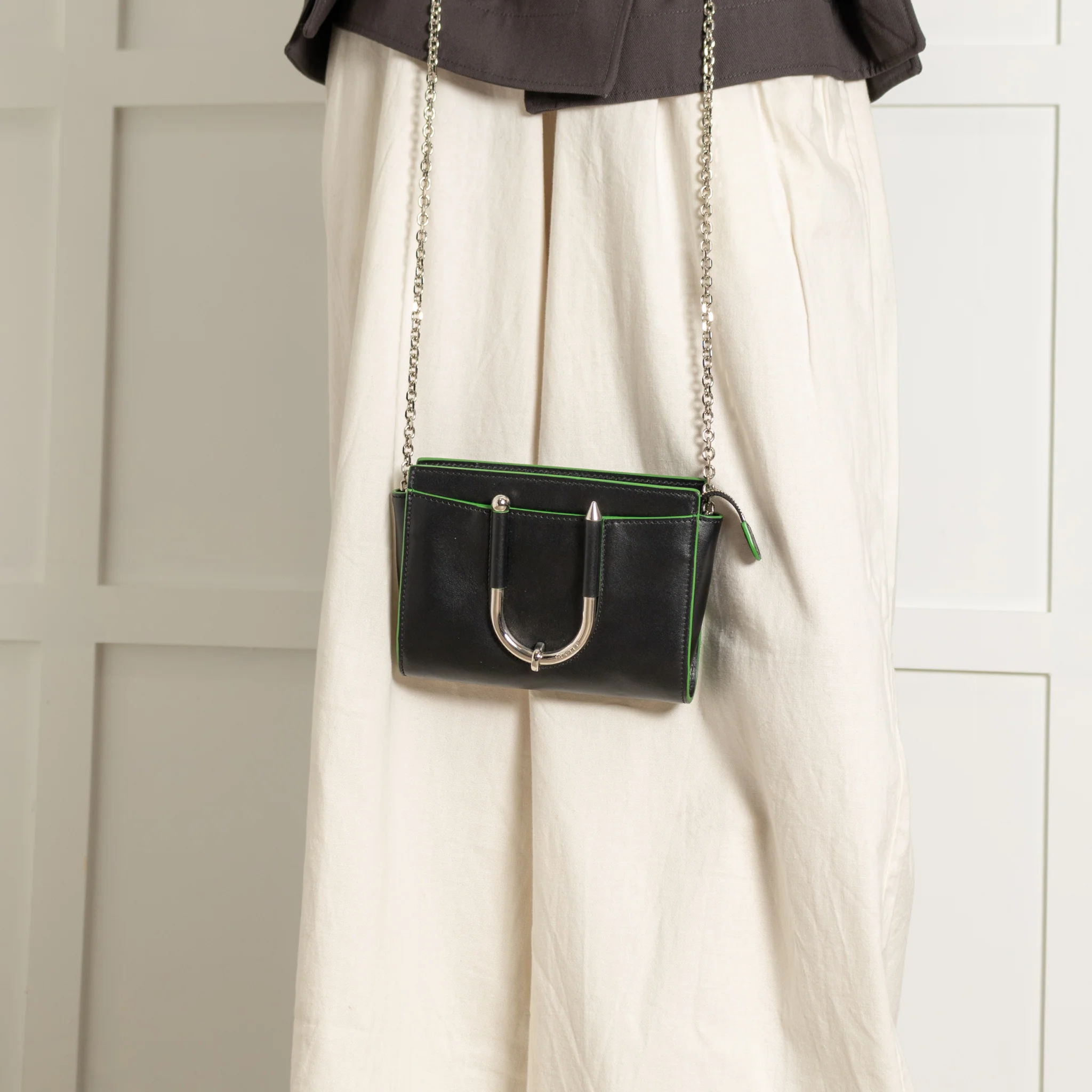 Mugler Black Crossbody Bag with Green Edges - Image 8