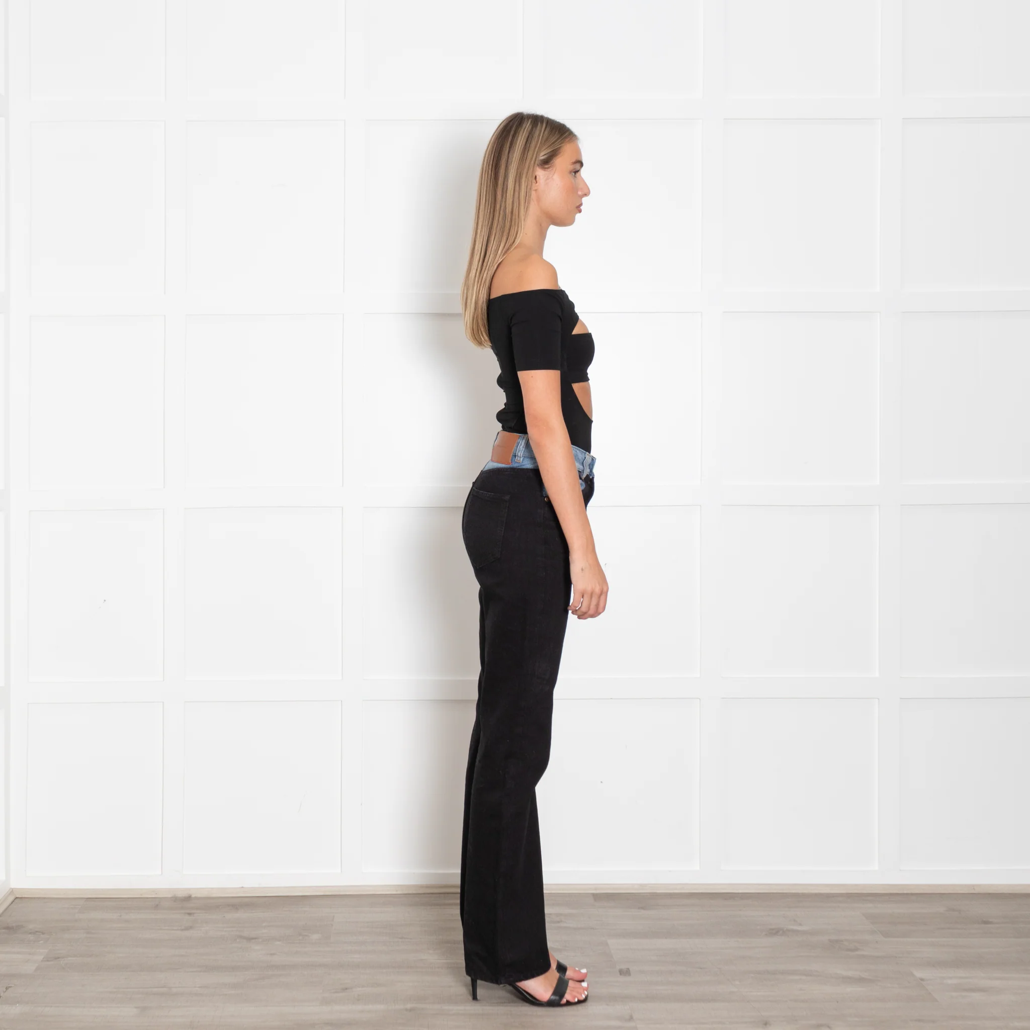 Mugler Black High Hip Off Cutout Bodysuit - Image 6