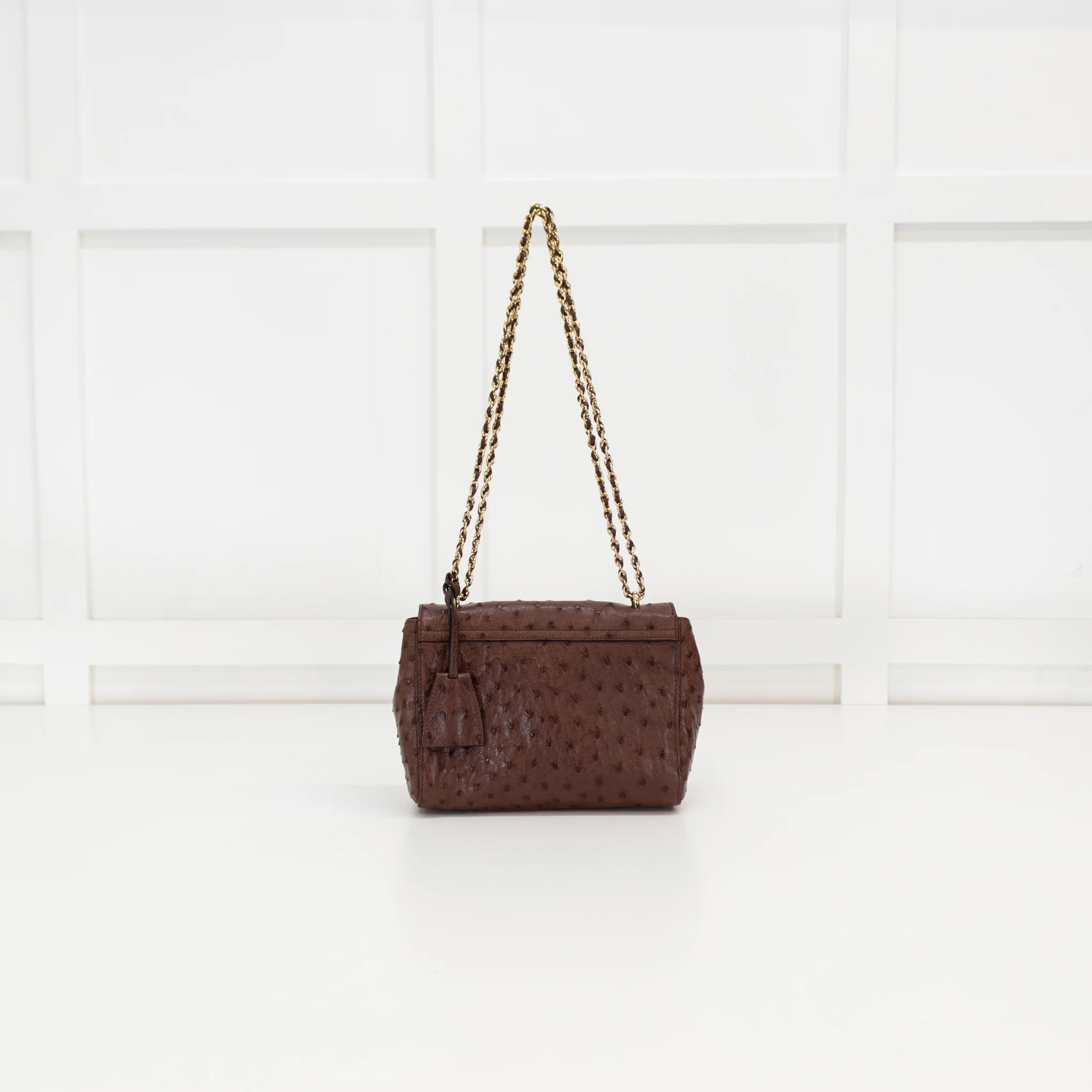 Mulberry Brown Ostrich Leather Lily Small Flap Bag - Image 6