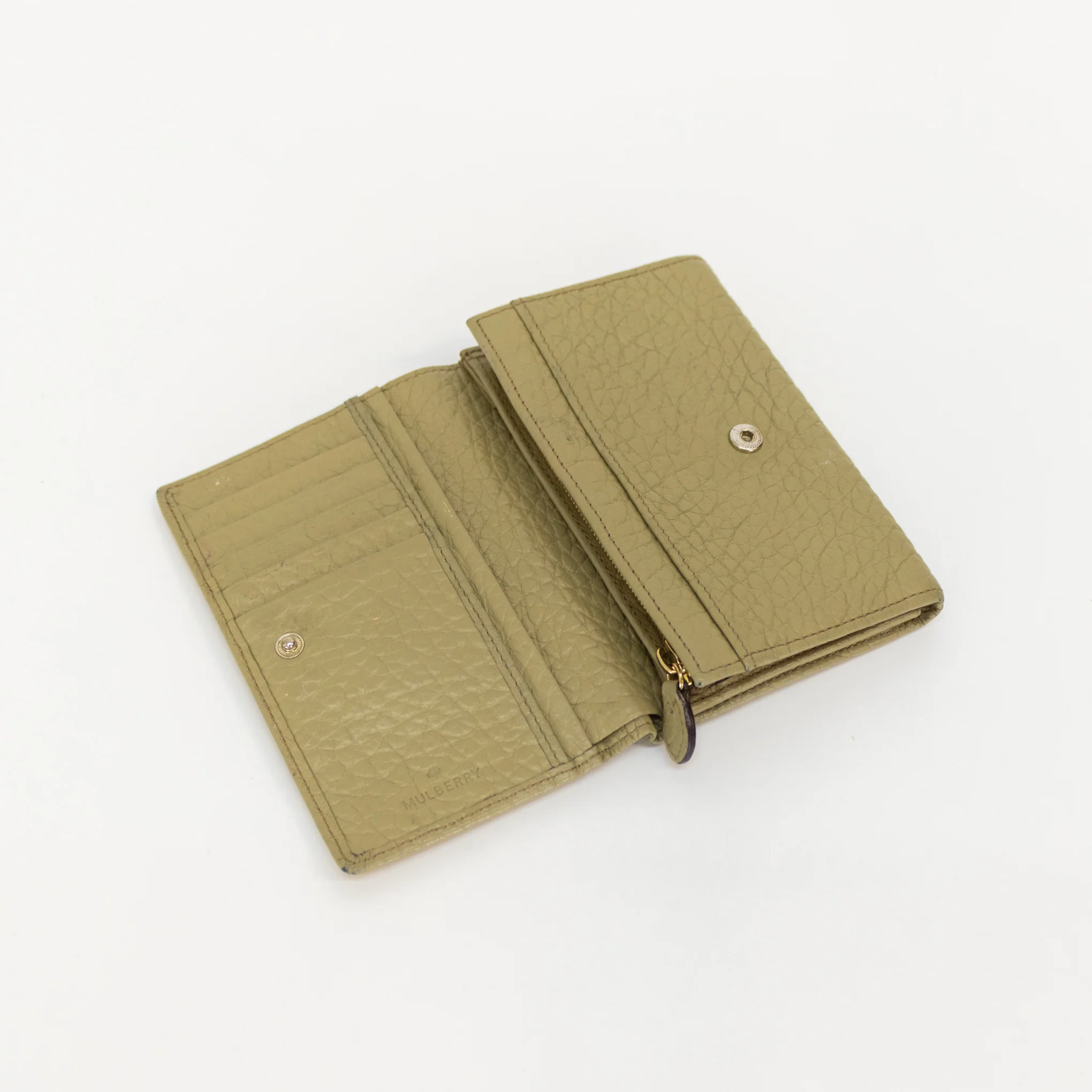 Mulberry Khaki Pebbled Leather Continental Wallet - Image 3