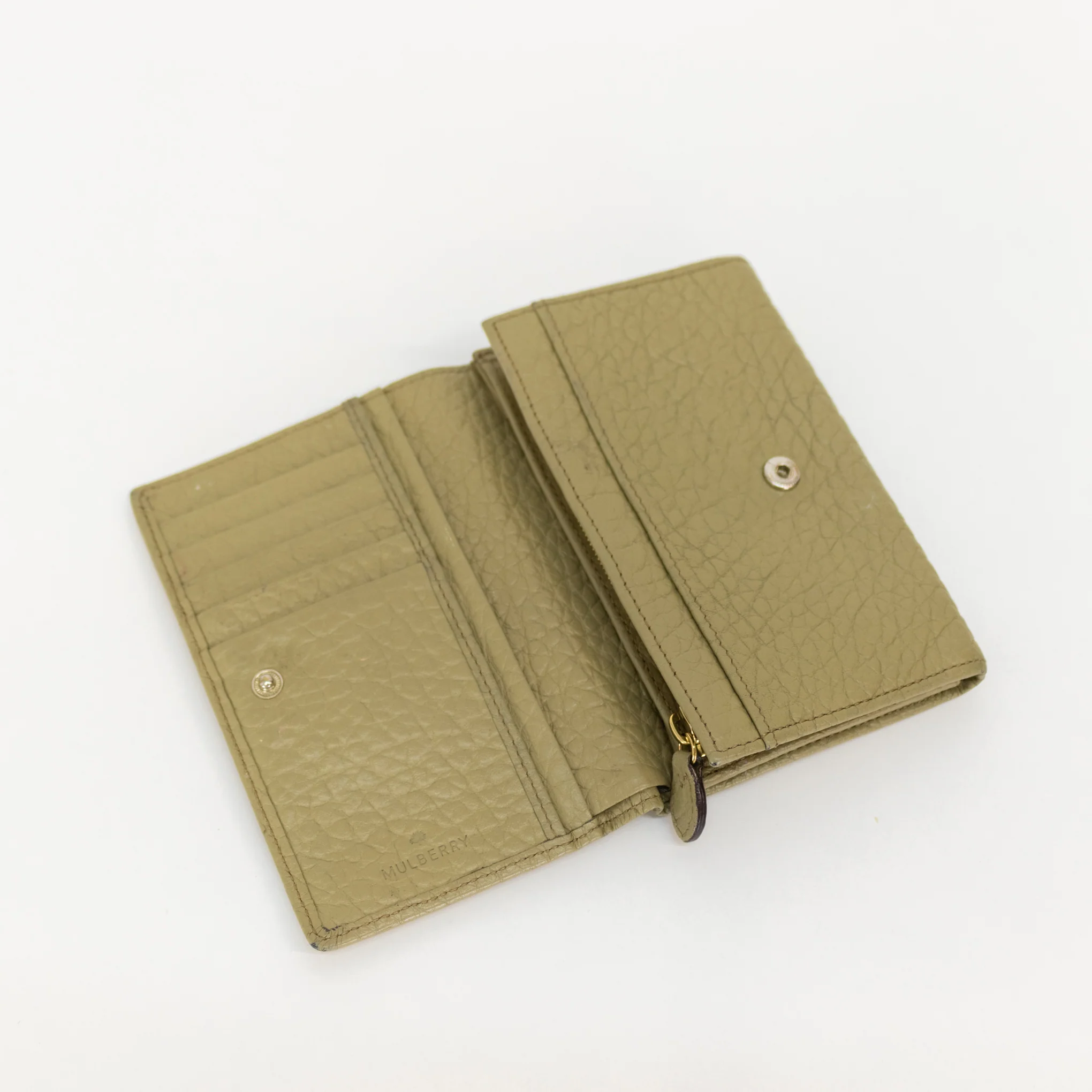 Mulberry Khaki Pebbled Leather Continental Wallet - Image 4