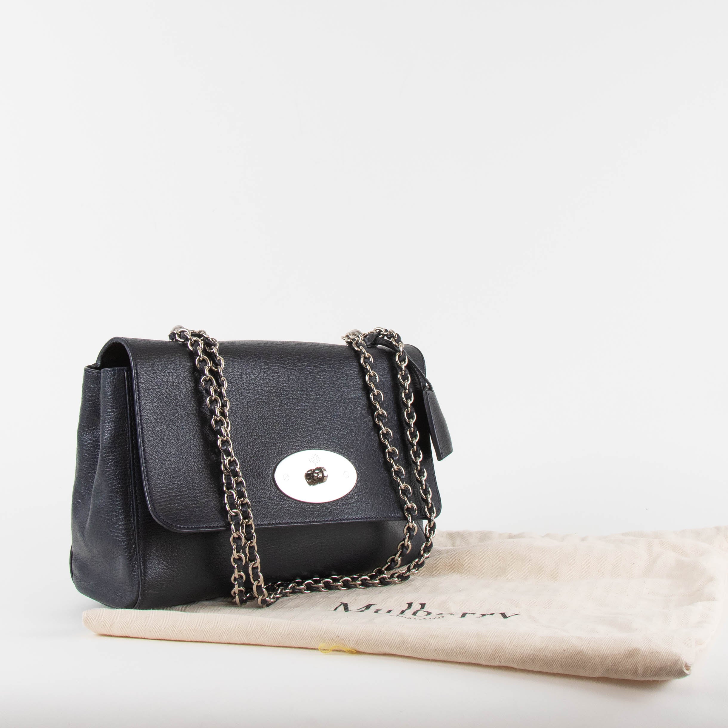 Mulberry Navy Medium Lily Bag With Silver Hardware - Image 7