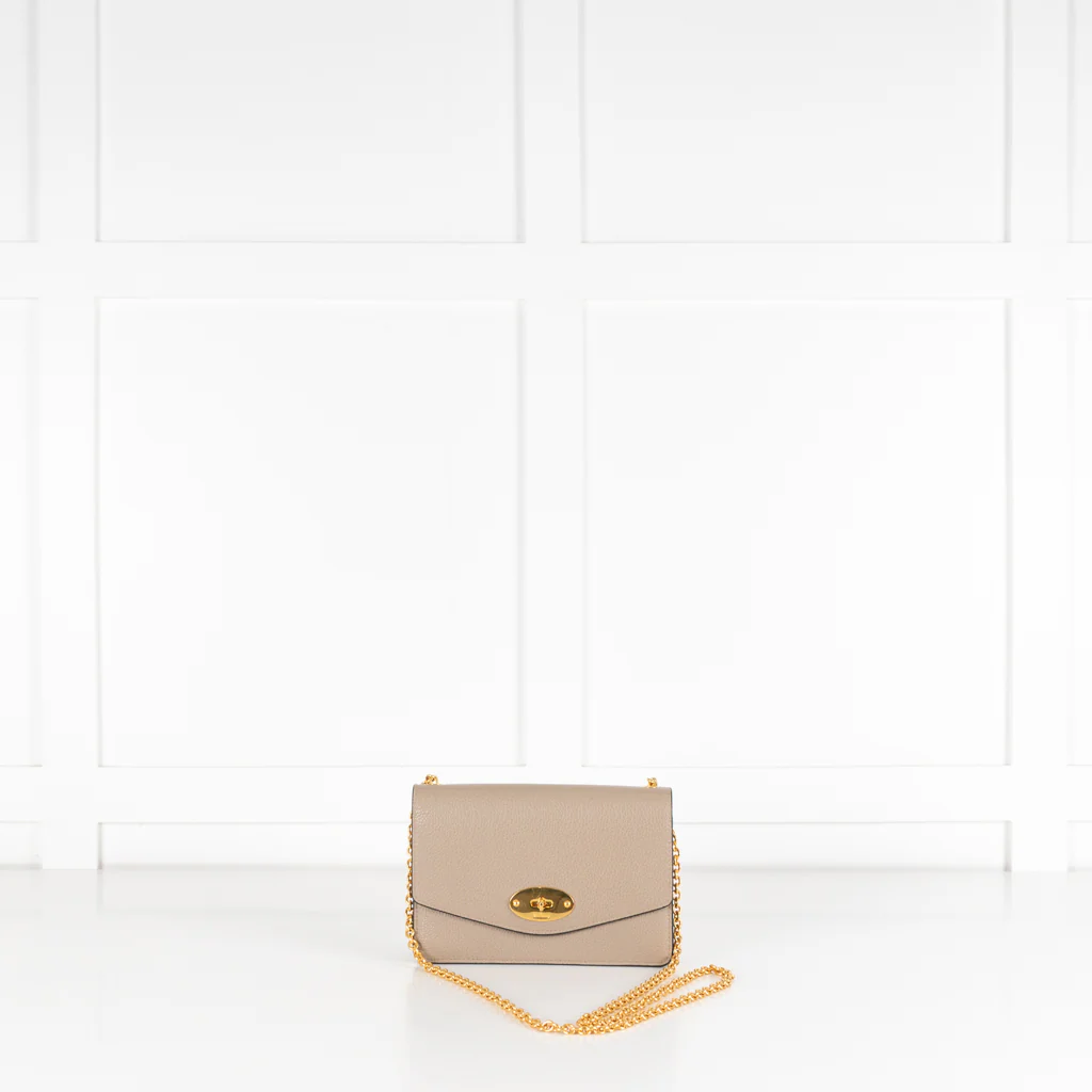 Mulberry Small Darley Classic Grain Solid Grey Bag With Gold Chain