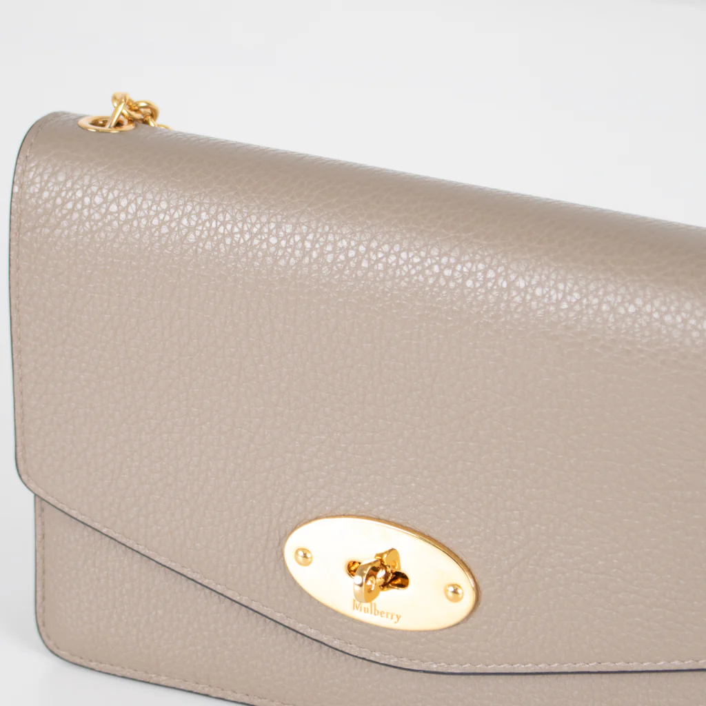 Mulberry Small Darley Classic Grain Solid Grey Bag With Gold Chain - Image 10