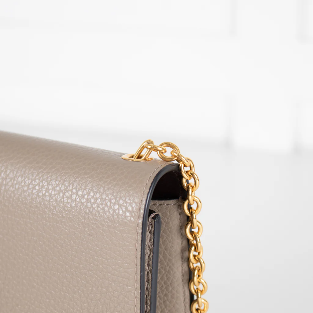 Mulberry Small Darley Classic Grain Solid Grey Bag With Gold Chain - Image 11