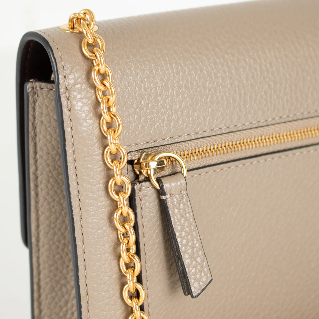 Mulberry Small Darley Classic Grain Solid Grey Bag With Gold Chain - Image 12