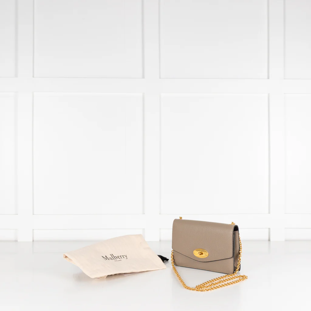 Mulberry Small Darley Classic Grain Solid Grey Bag With Gold Chain - Image 3