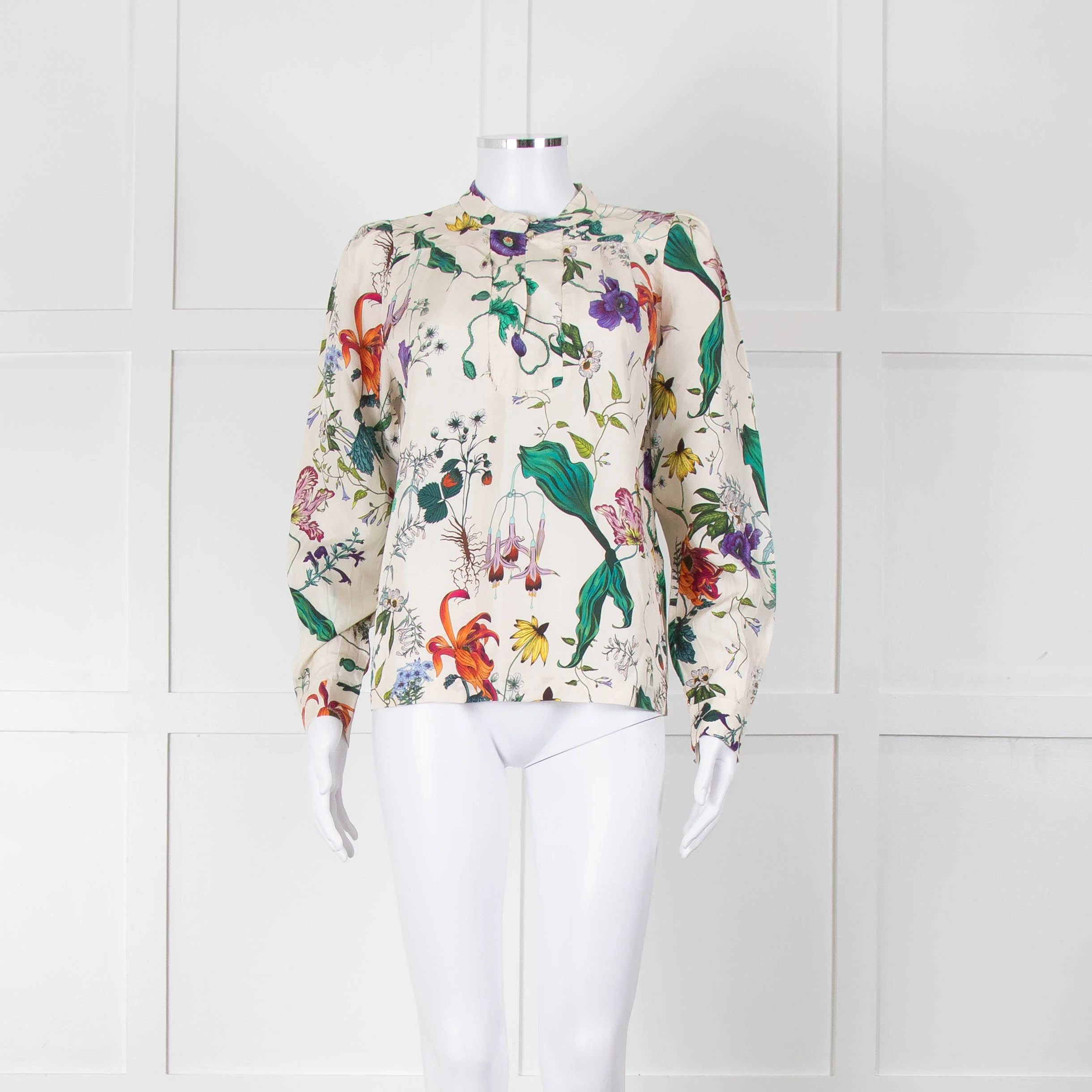 Munthe Cream Floral Silk Blouse