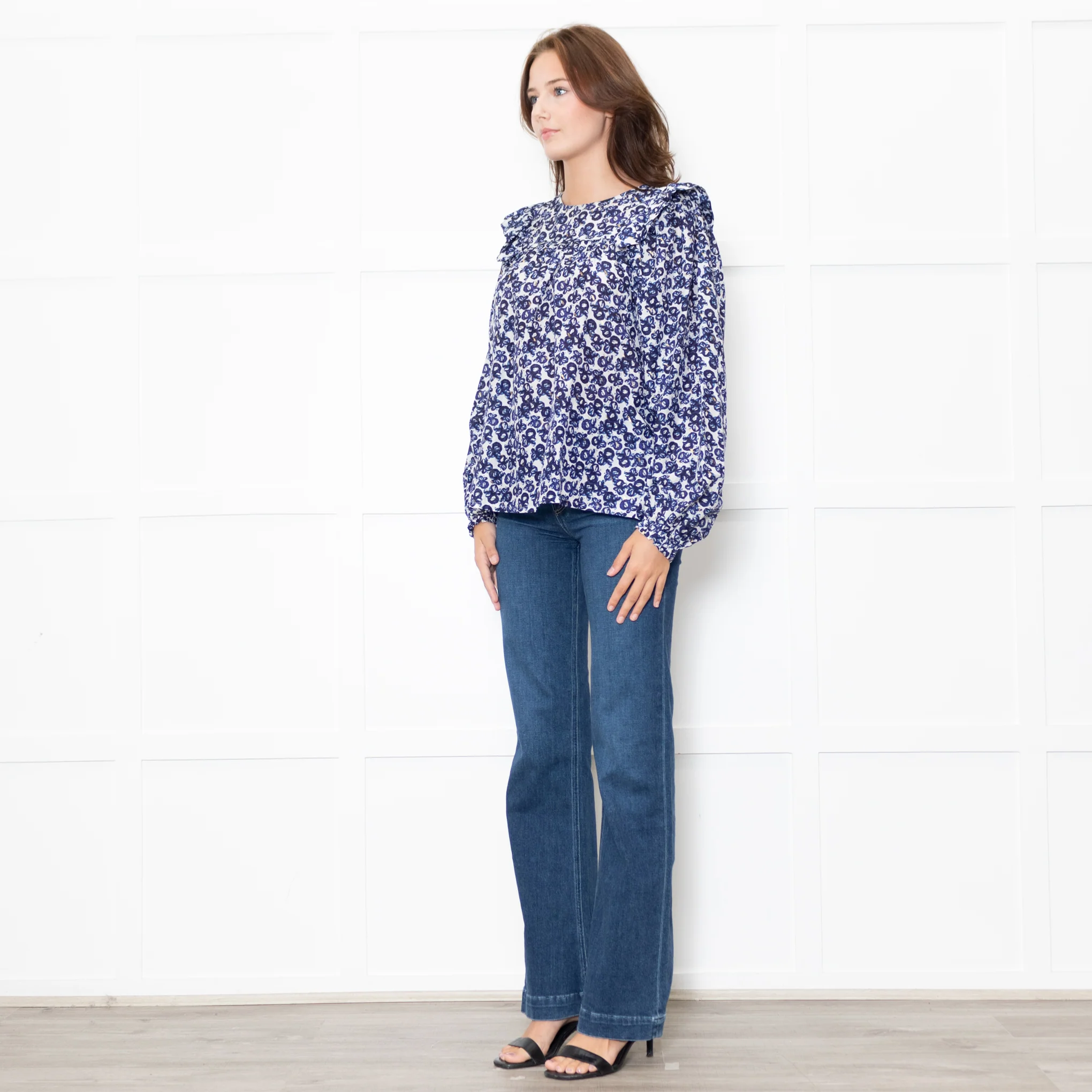 Munthe White Blue Silk Blend Top - Image 3