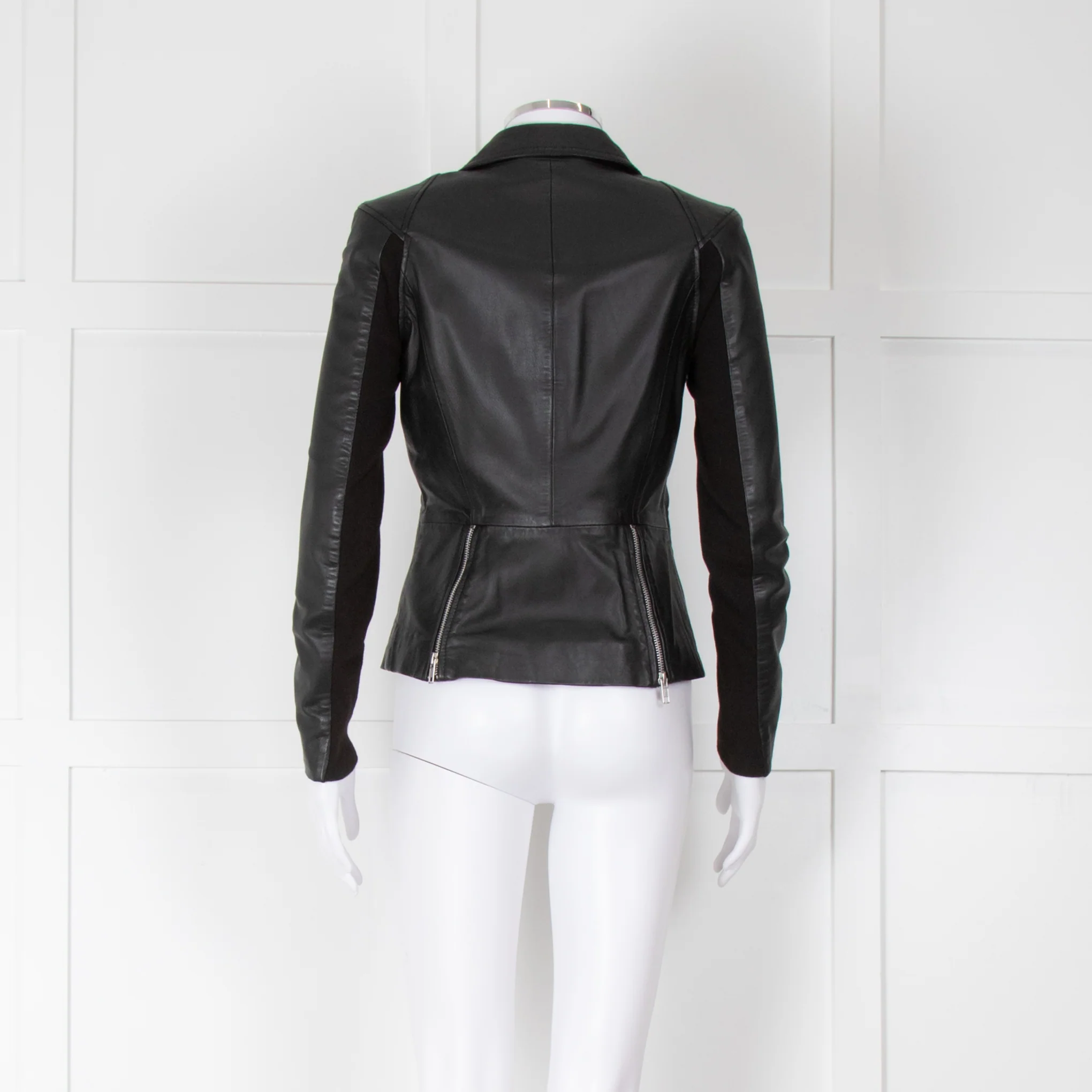 Muubaa Black Leather Short Biker Jacket - Image 3