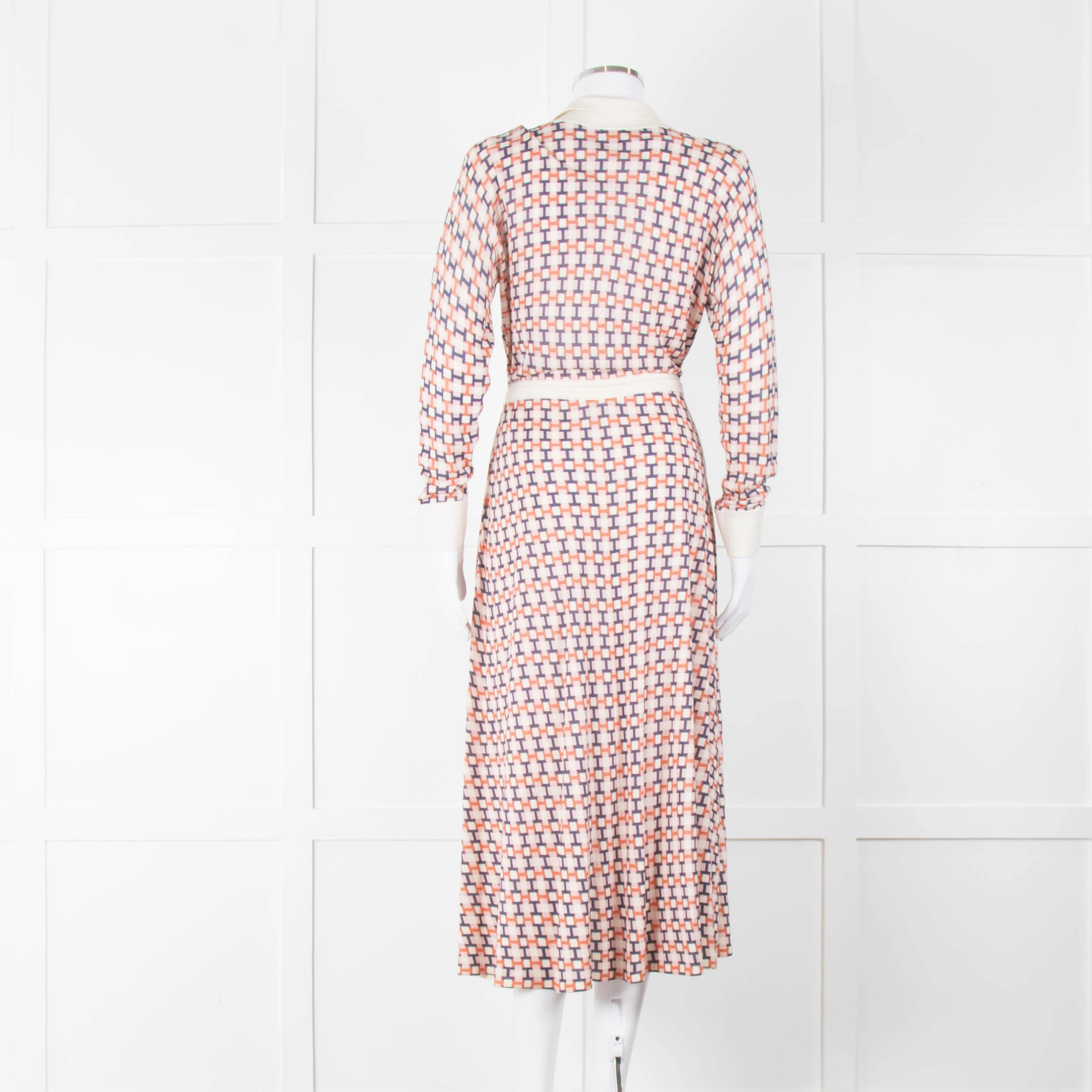 N. Peal Multicolour Geometric Design Silk & Cashmere Dress - Image 5