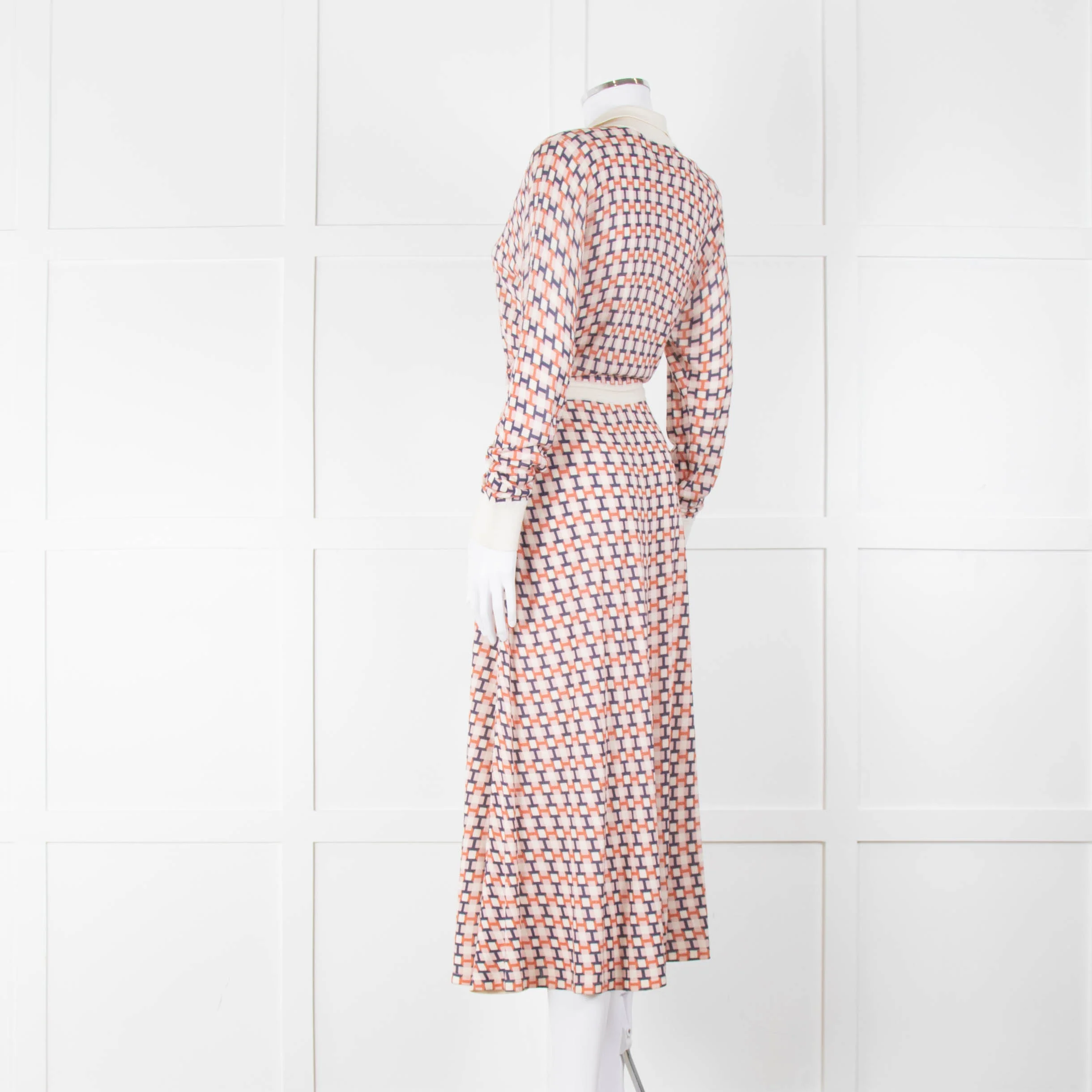 N. Peal Multicolour Geometric Design Silk & Cashmere Dress - Image 6