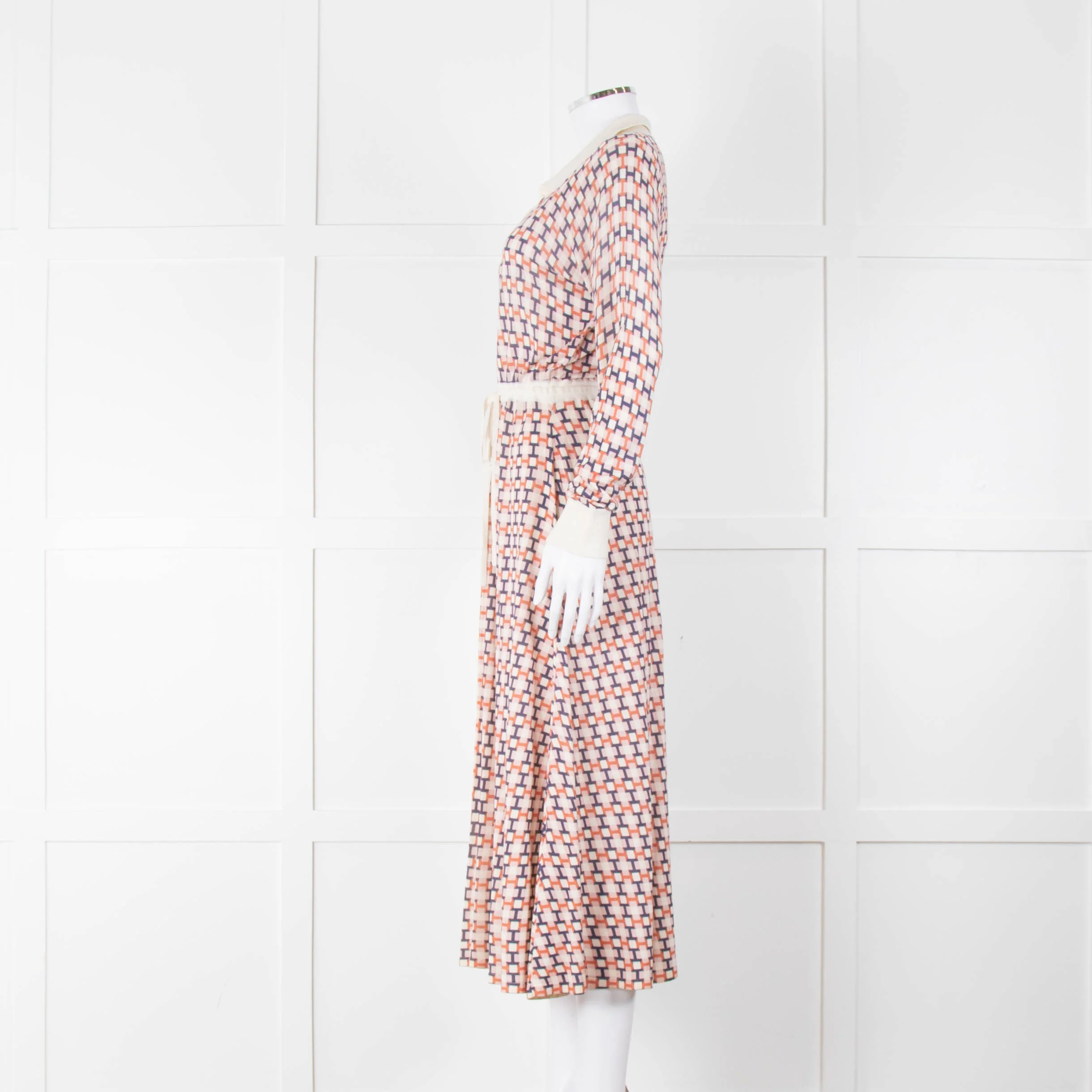 N. Peal Multicolour Geometric Design Silk & Cashmere Dress - Image 7