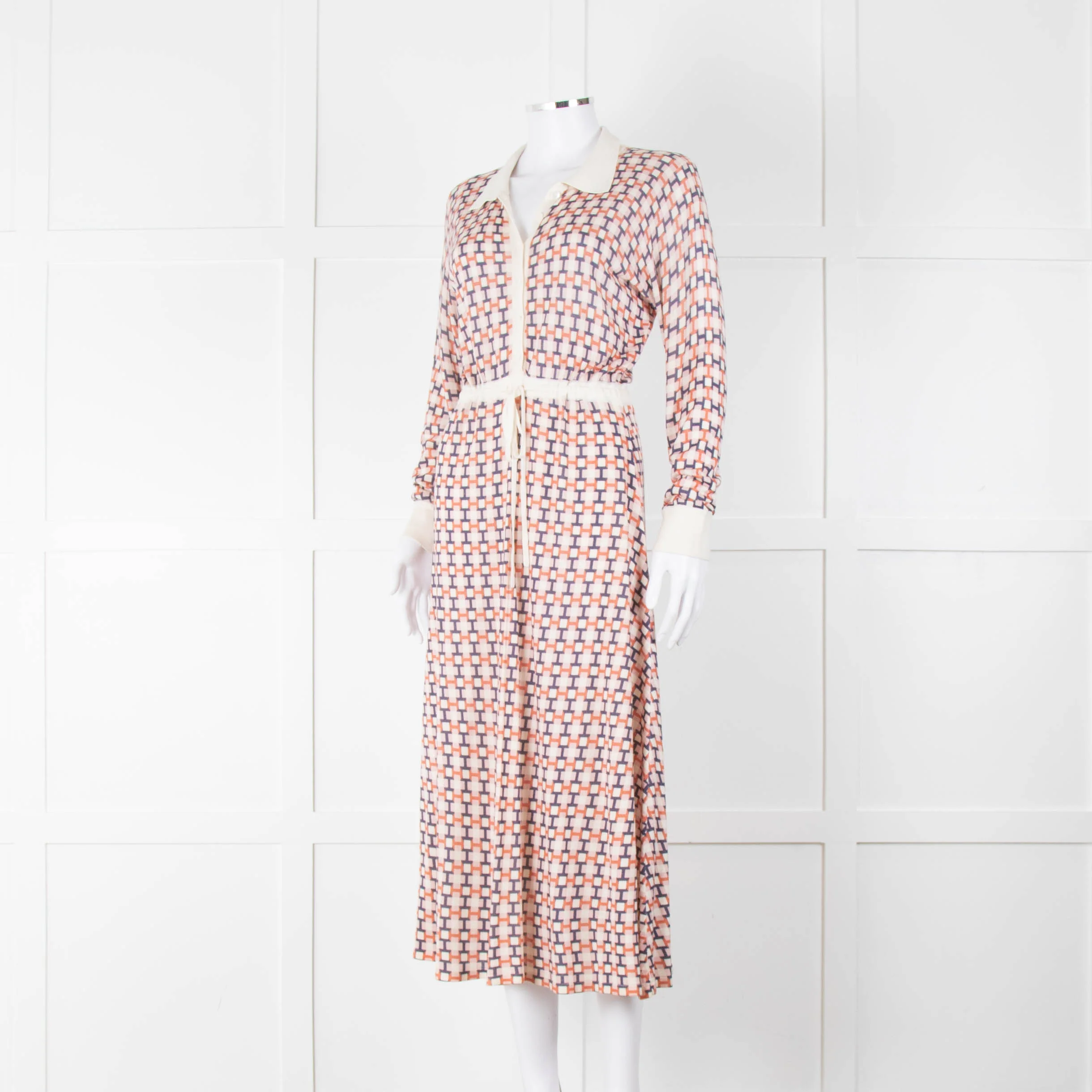 N. Peal Multicolour Geometric Design Silk & Cashmere Dress - Image 8
