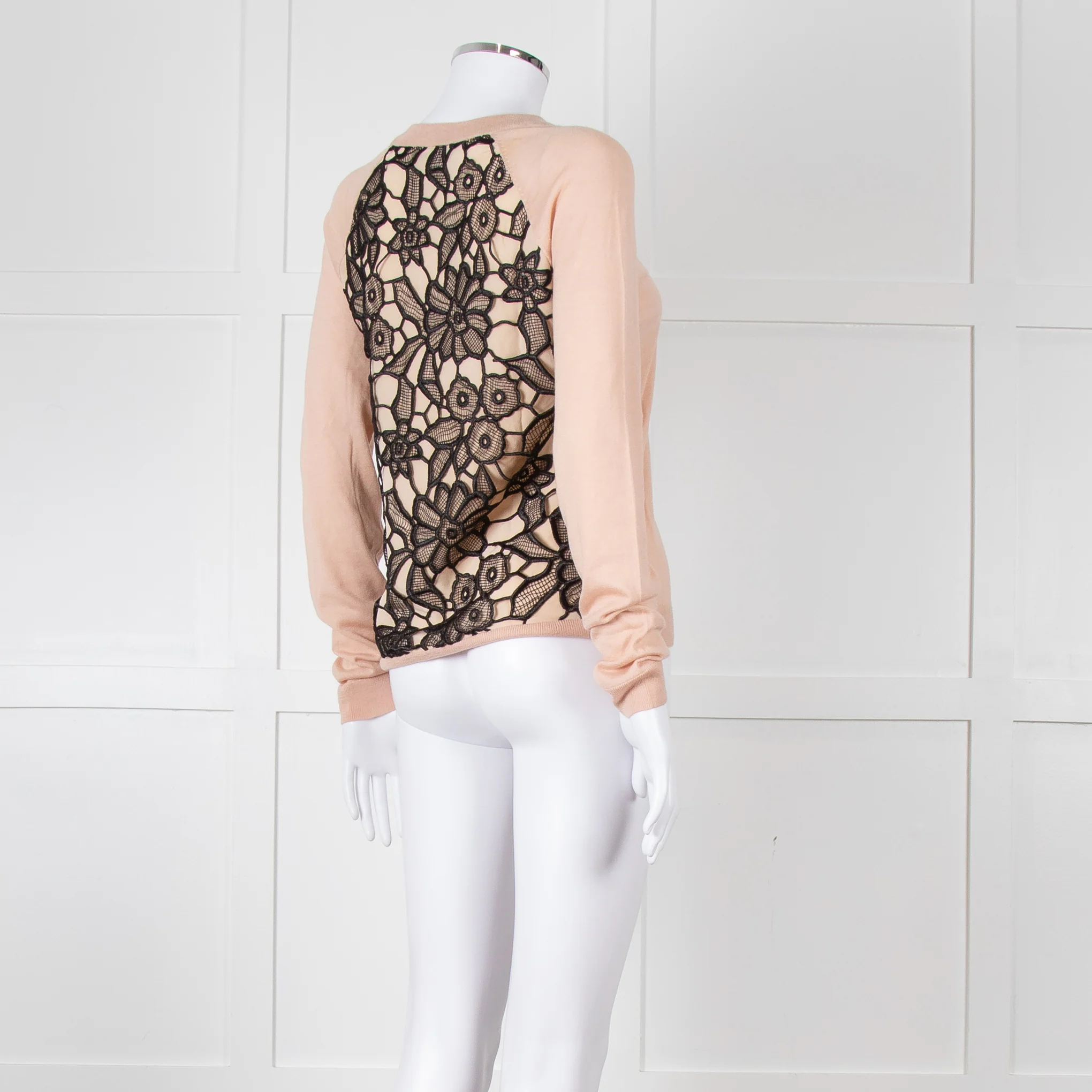 N. Peal Peach Black Lace Back Sweater - Image 6
