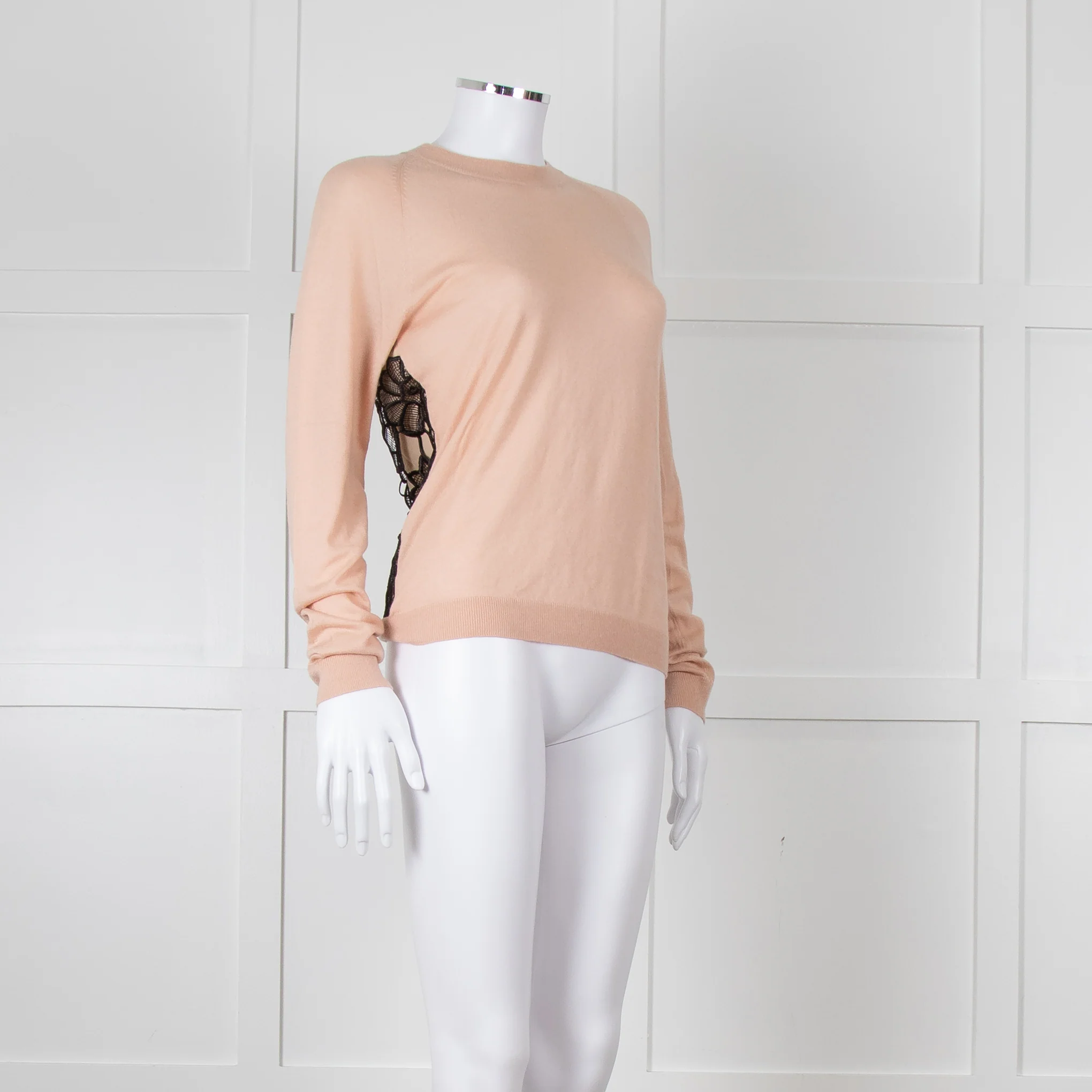 N. Peal Peach Black Lace Back Sweater - Image 8