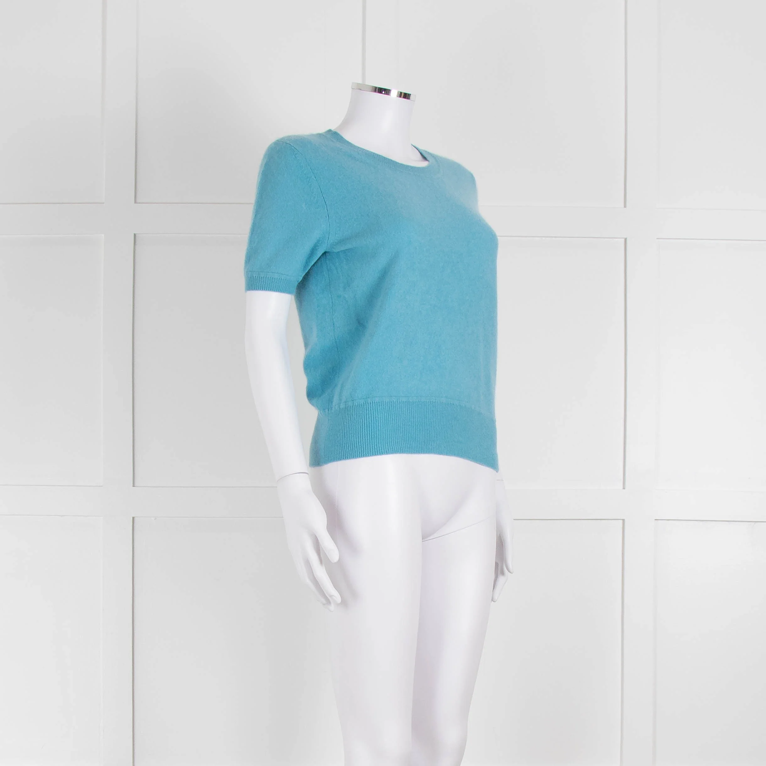 Naadam Pale Blue Cashmere Short Sleeve Sweater - Image 2