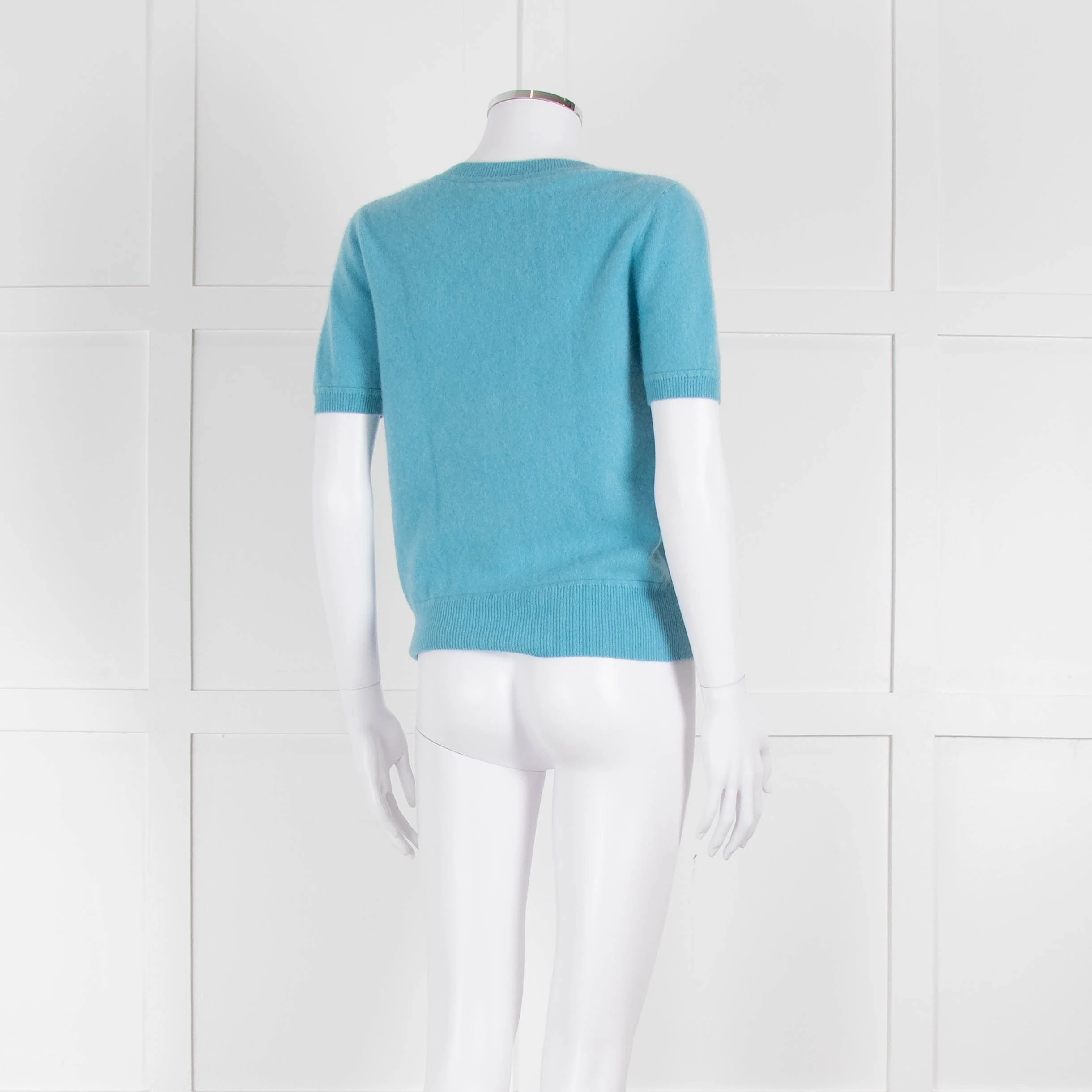 Naadam Pale Blue Cashmere Short Sleeve Sweater - Image 4