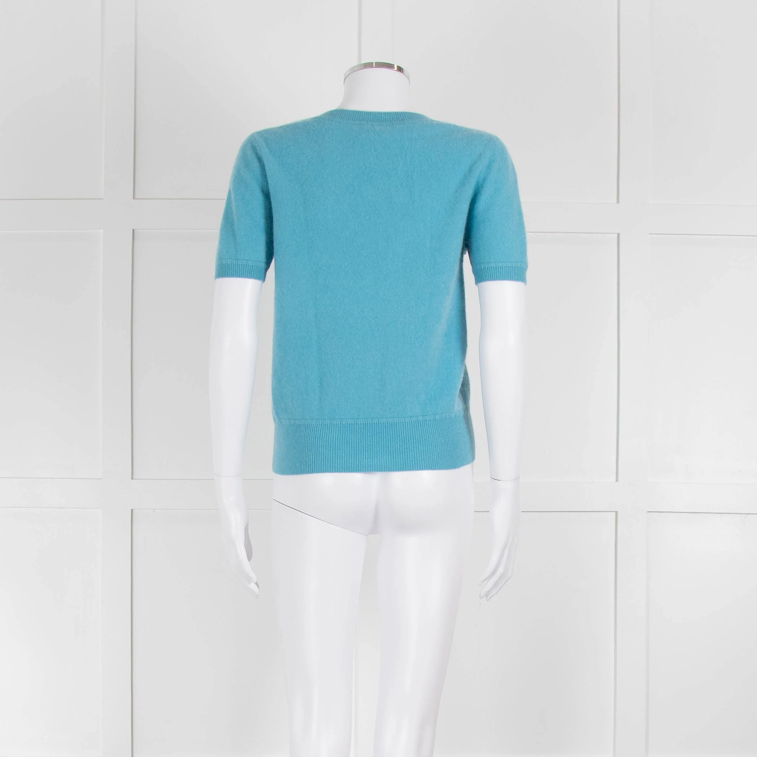 Naadam Pale Blue Cashmere Short Sleeve Sweater - Image 5