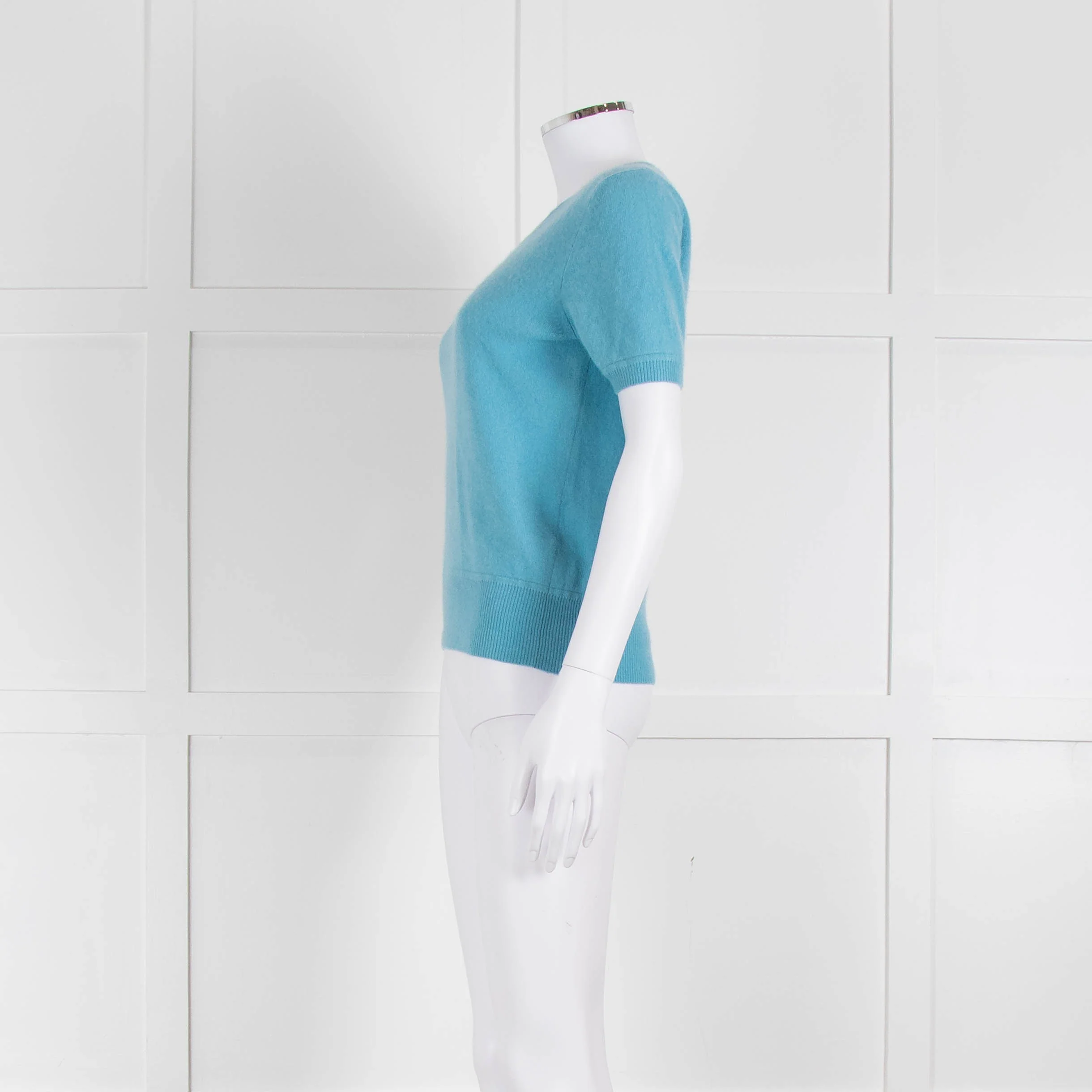 Naadam Pale Blue Cashmere Short Sleeve Sweater - Image 7