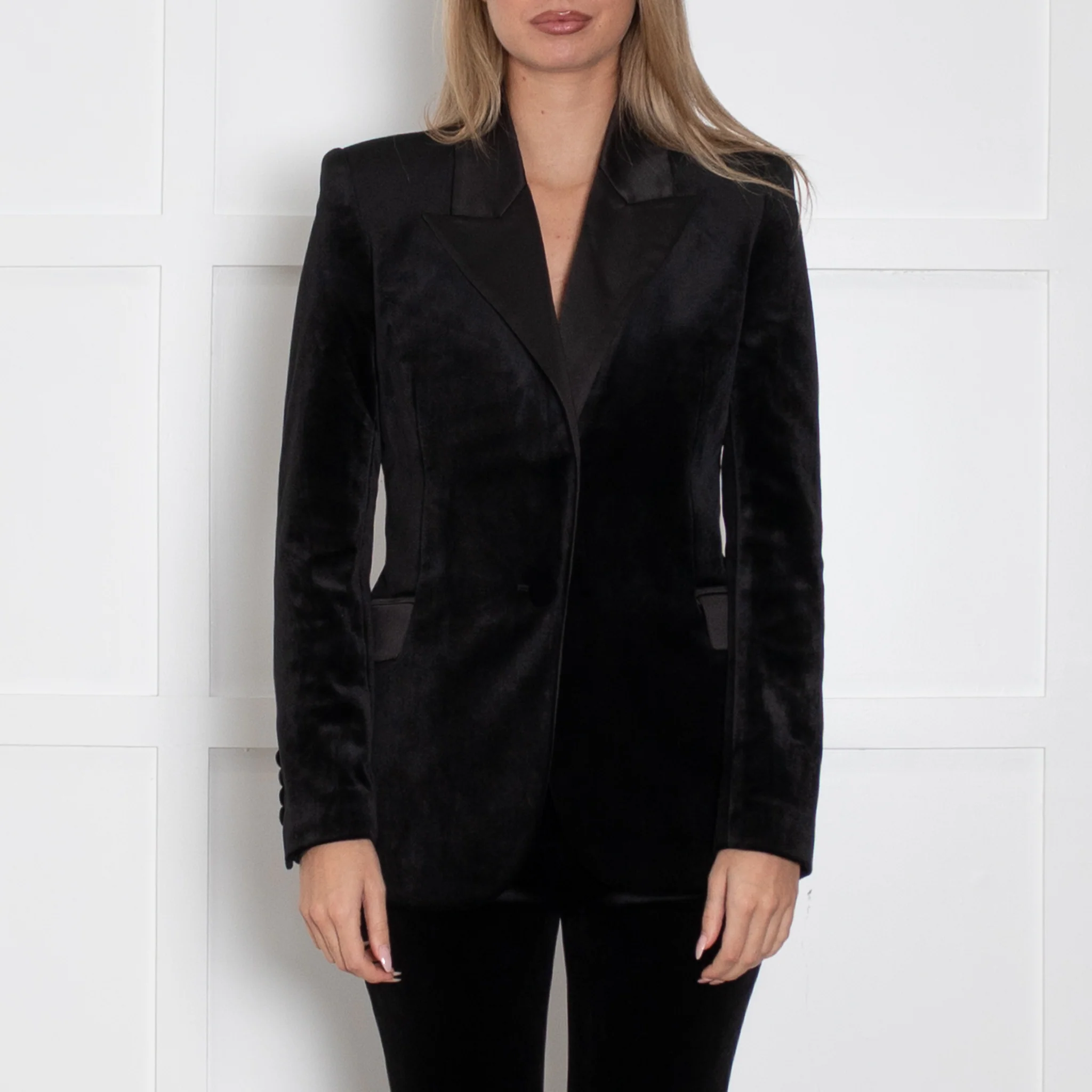 Nadine Merabi Black Velvet Beatrice Blazer - Image 2