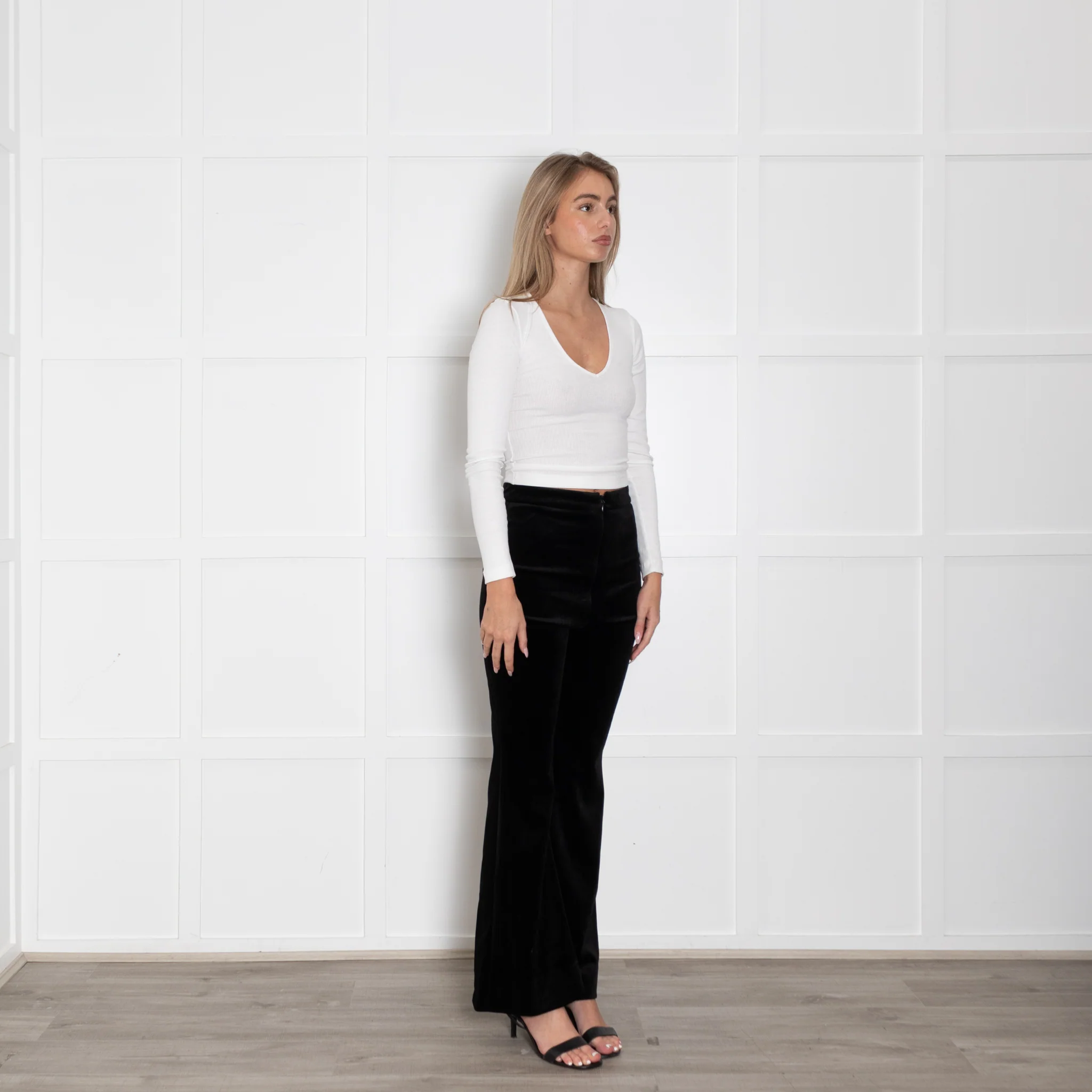 Nadine Merabi Black Velvet Davina Trousers - Image 7