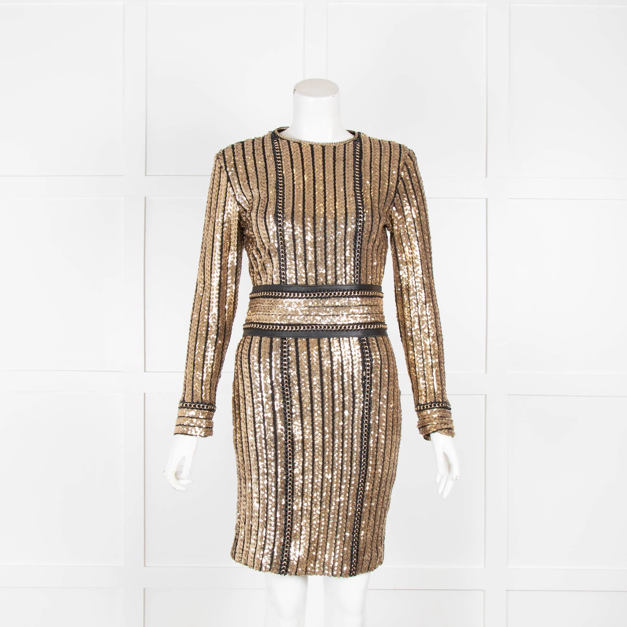 Nadine Merabi Gold Sequin Stretch Dress