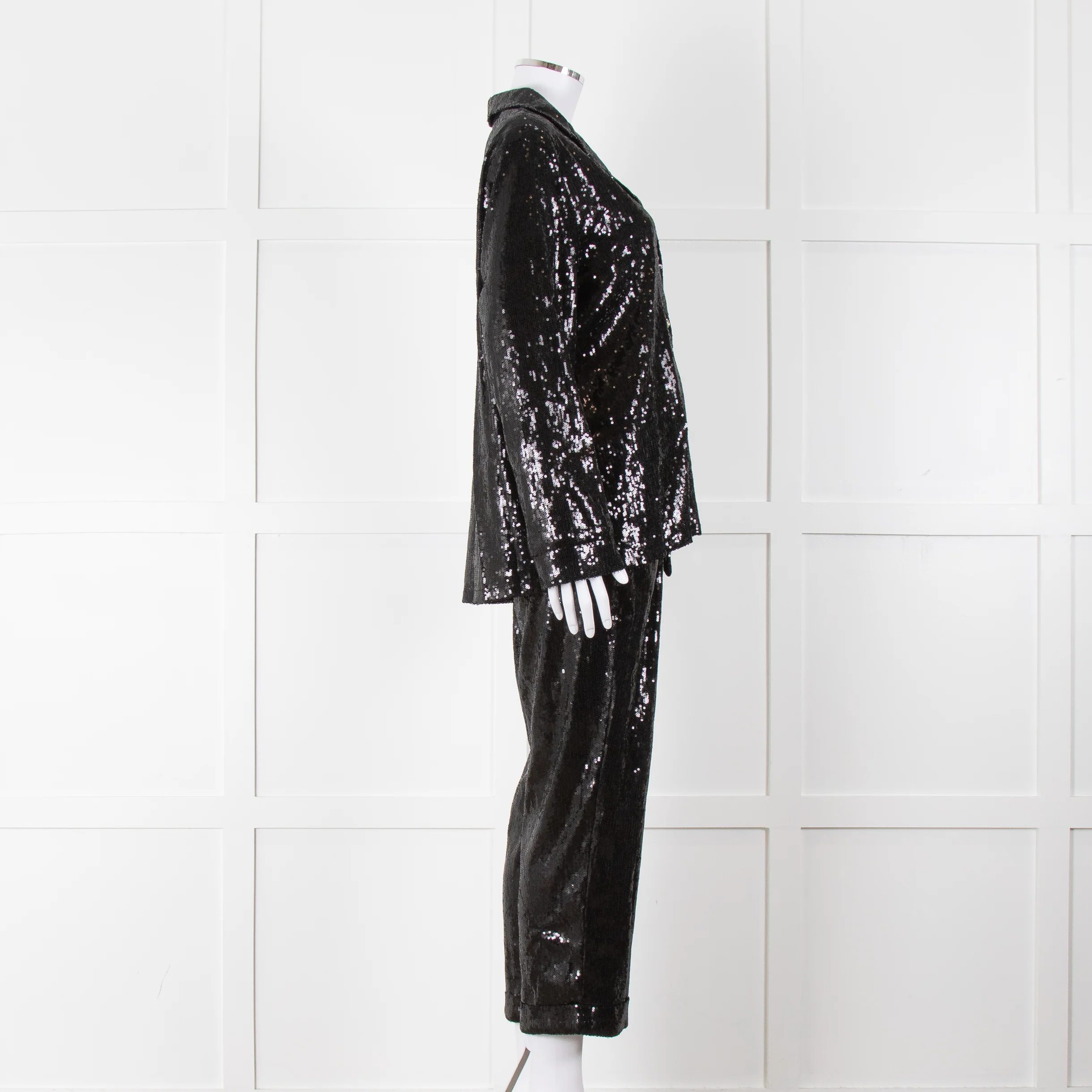Nadine Merabi Jessie Black Sequin Trouser Suit - Image 3