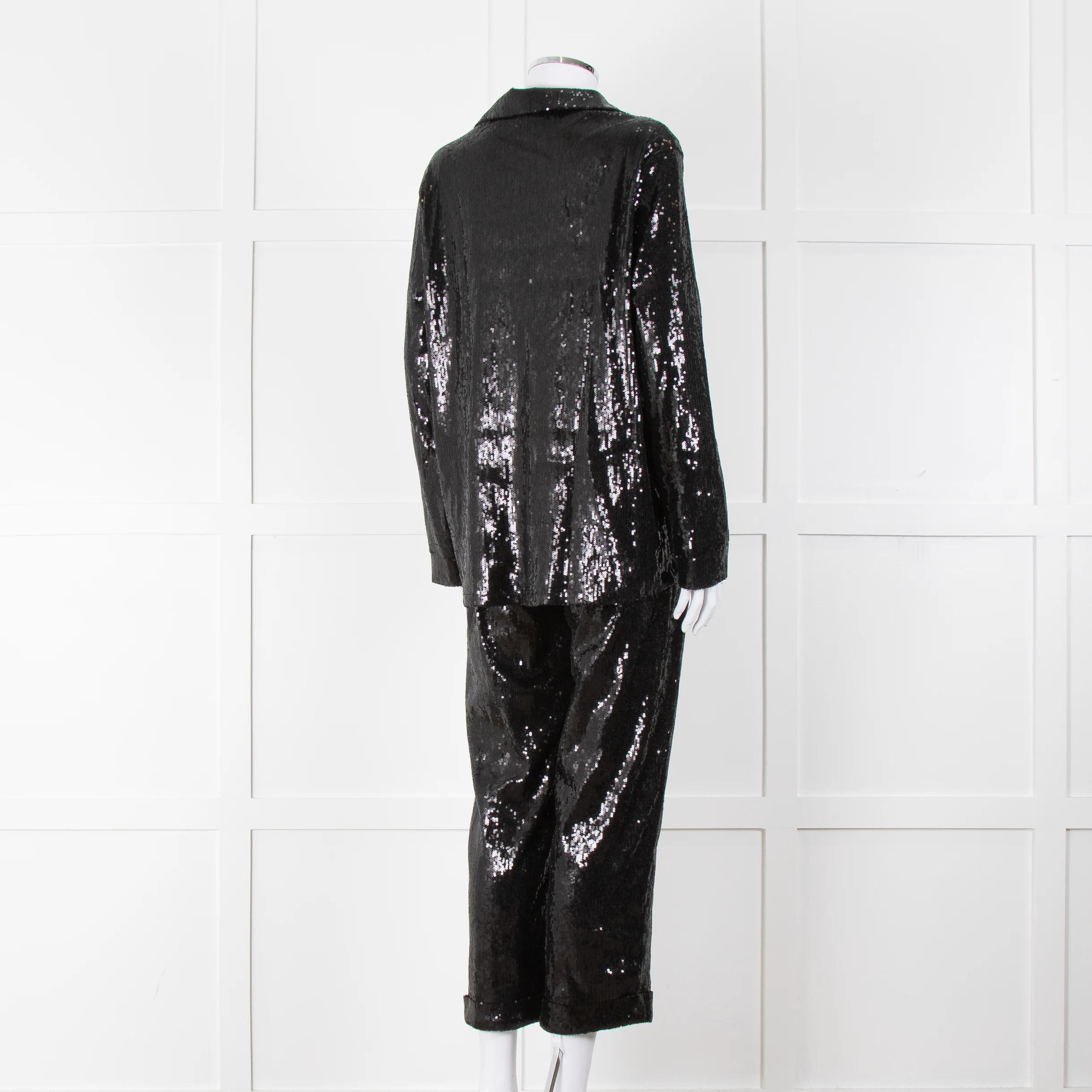Nadine Merabi Jessie Black Sequin Trouser Suit - Image 4