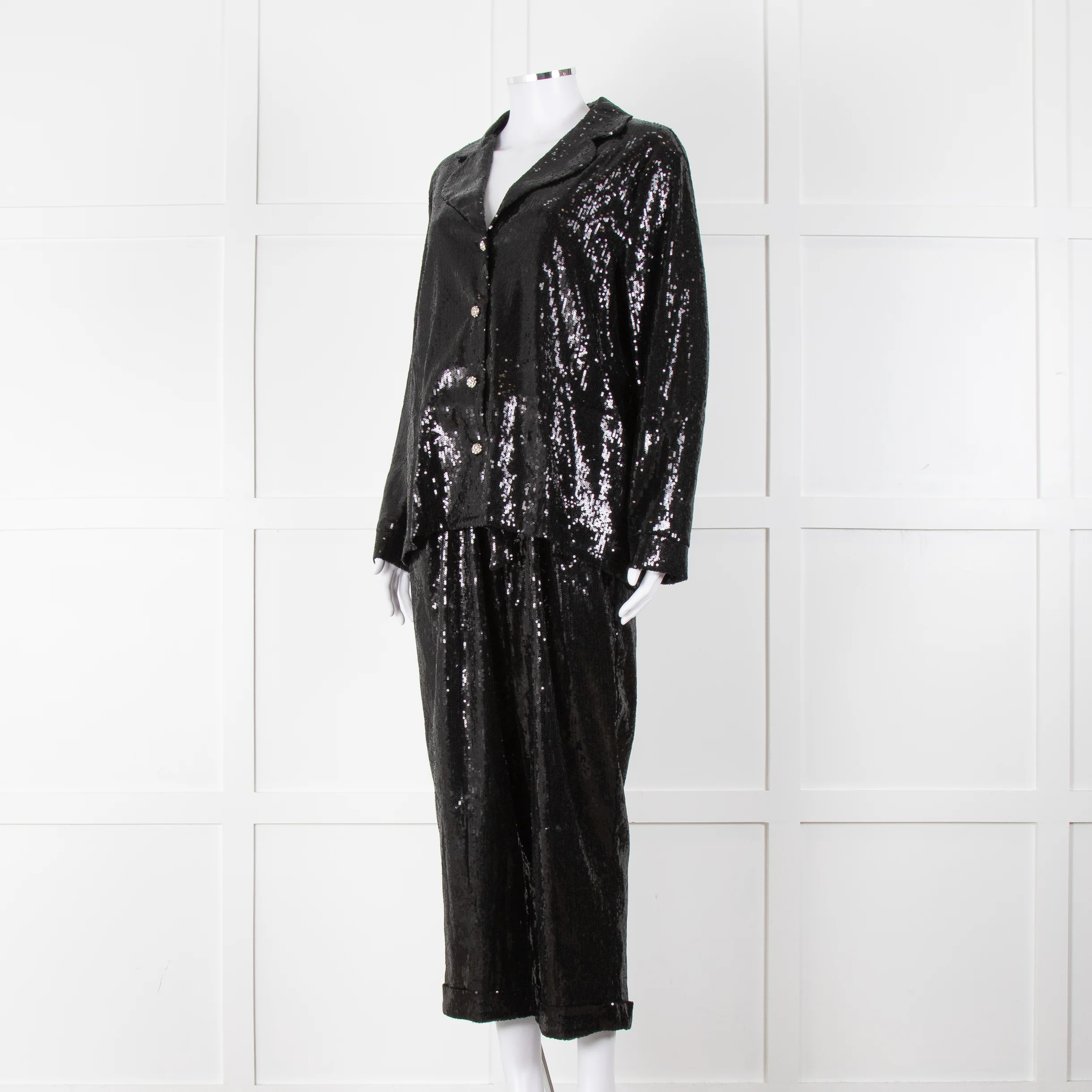 Nadine Merabi Jessie Black Sequin Trouser Suit - Image 8