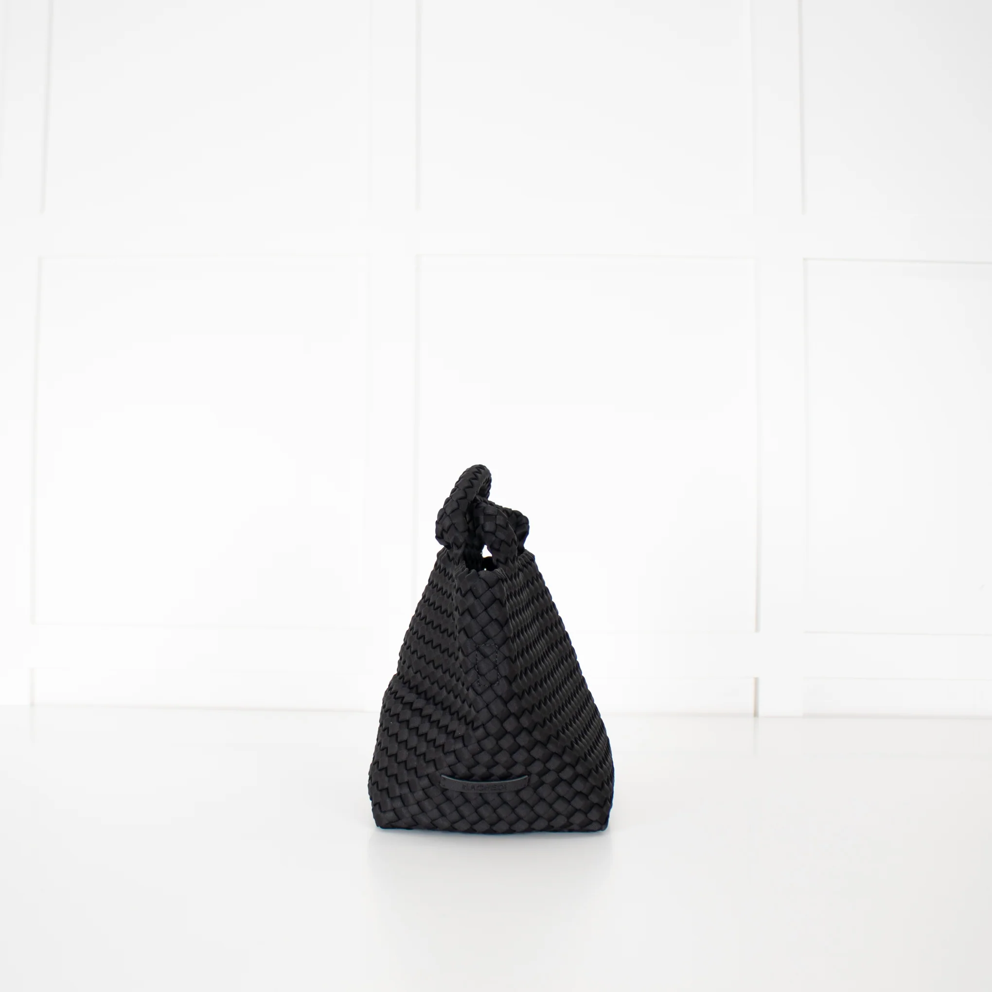 Naghedi Black Woven Small St Barths Top Handle Tote Bag - Image 4