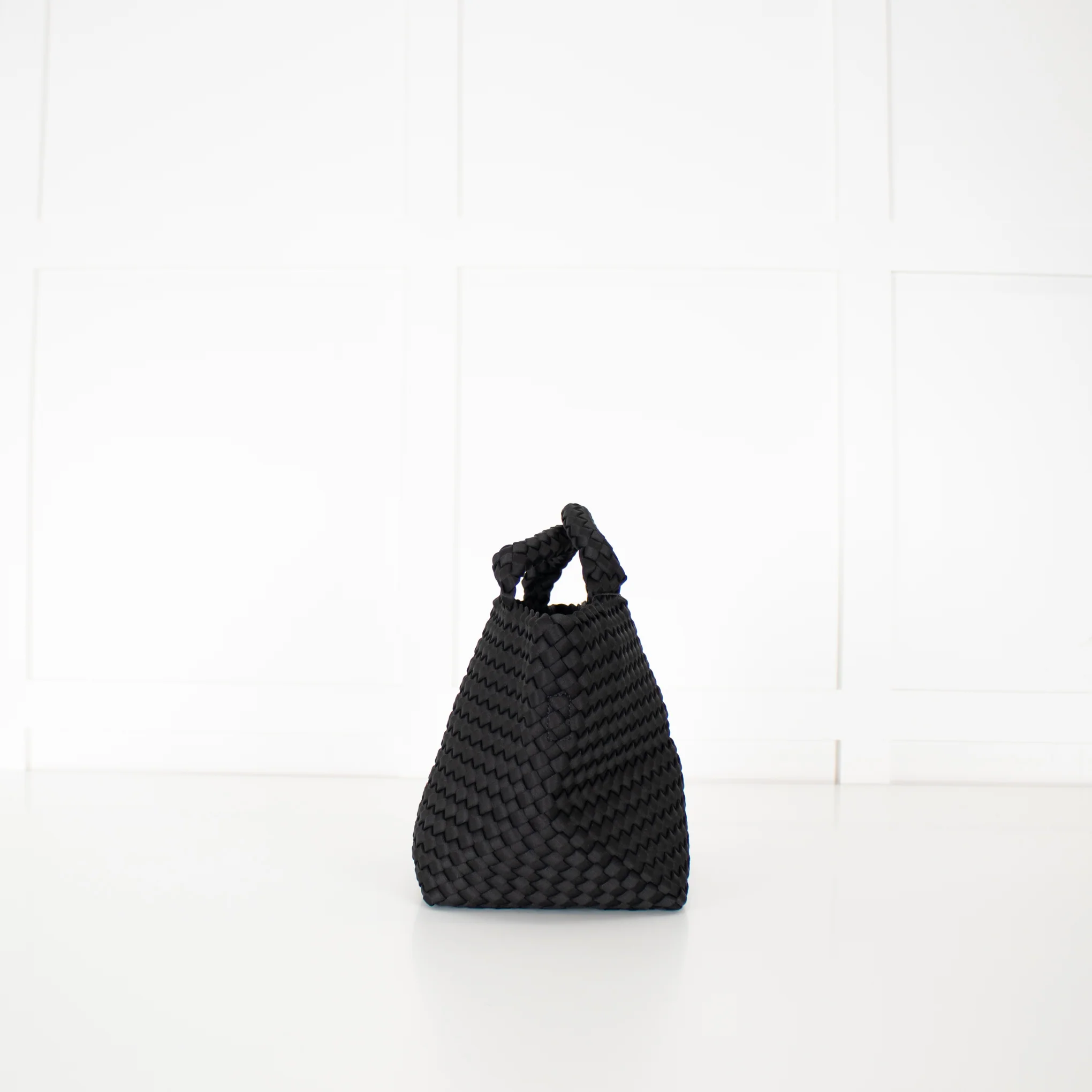 Naghedi Black Woven Small St Barths Top Handle Tote Bag - Image 6