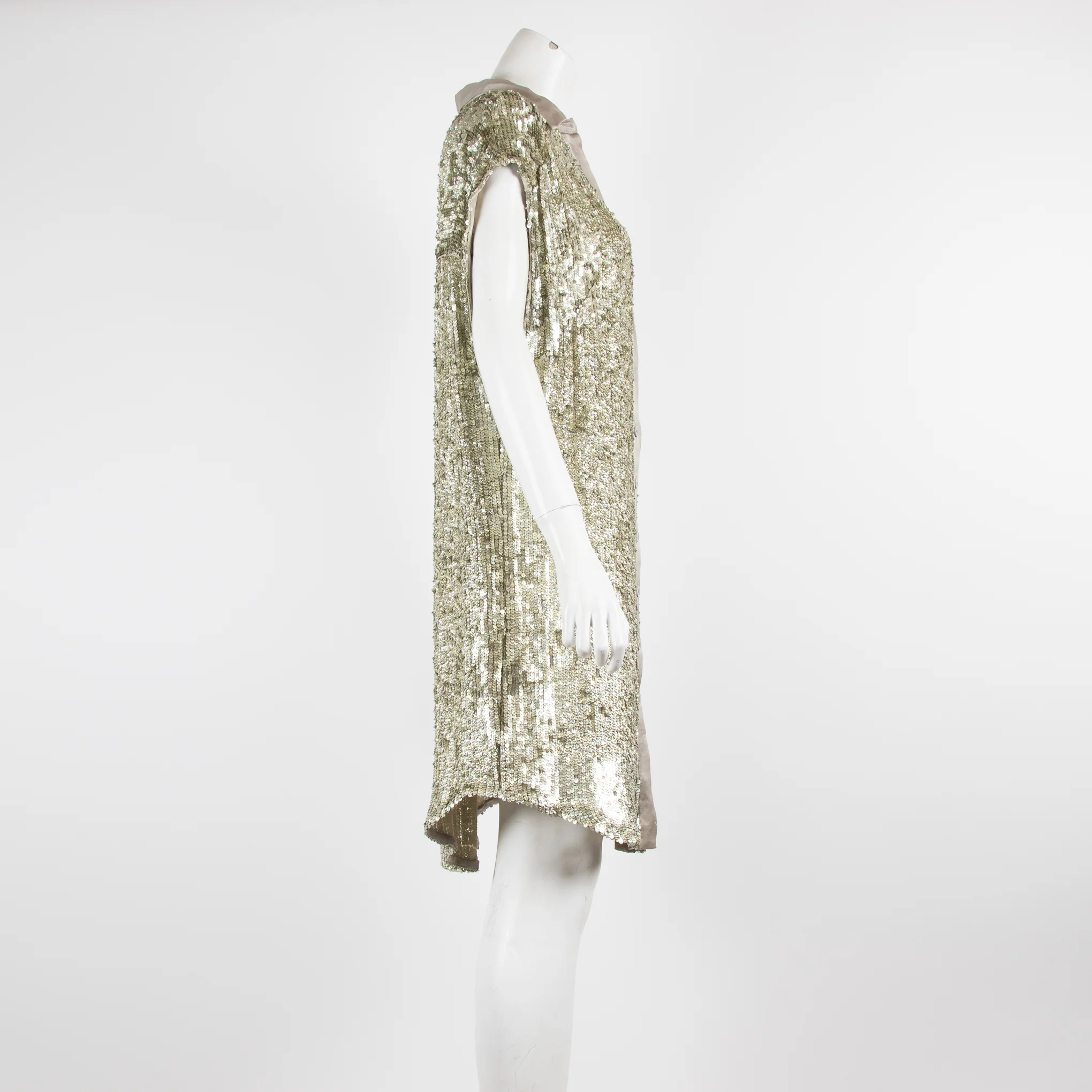 Nanette Lepore Gold Sequin Button Up Dress - Image 2