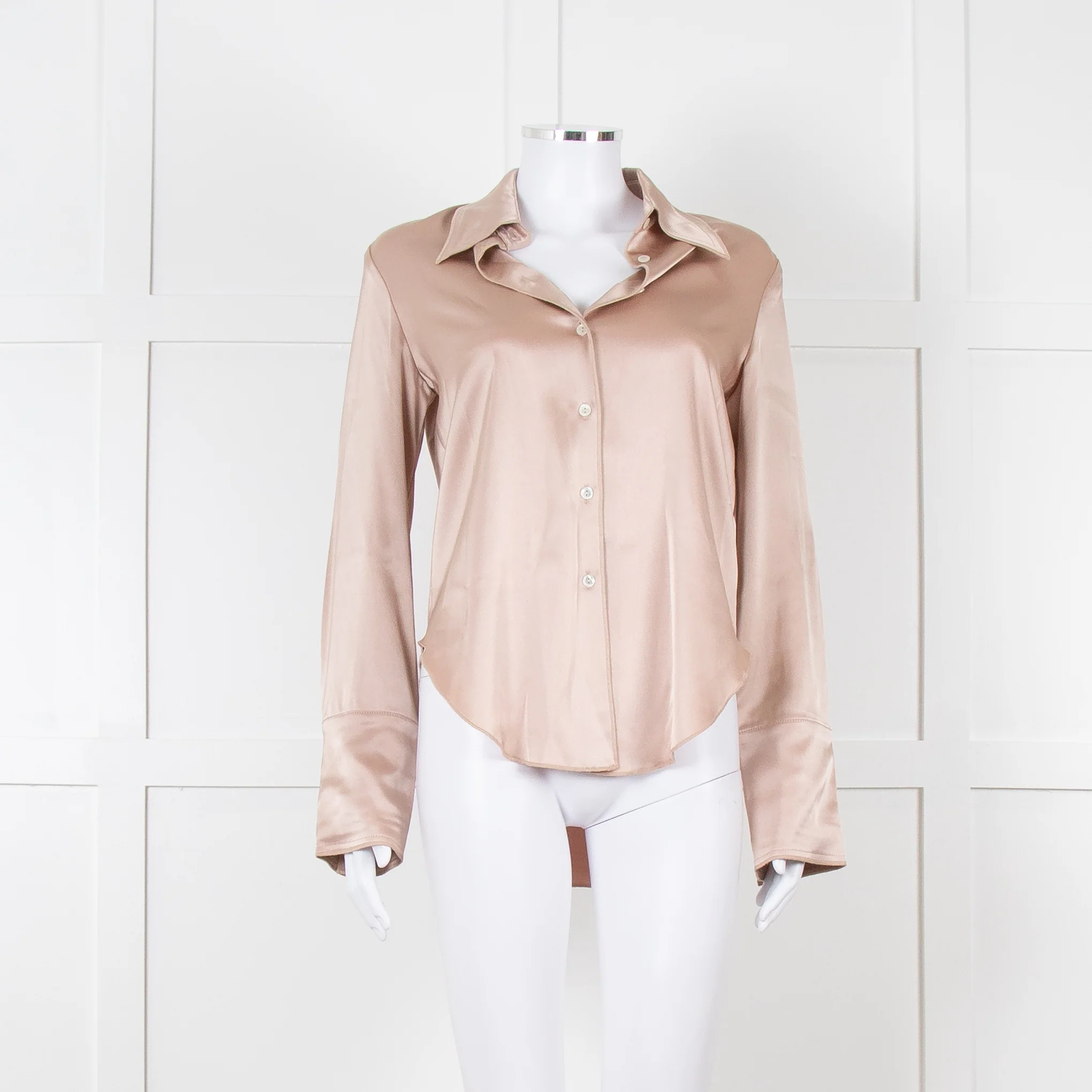 Nanushka Beige Collared Satin Shirt