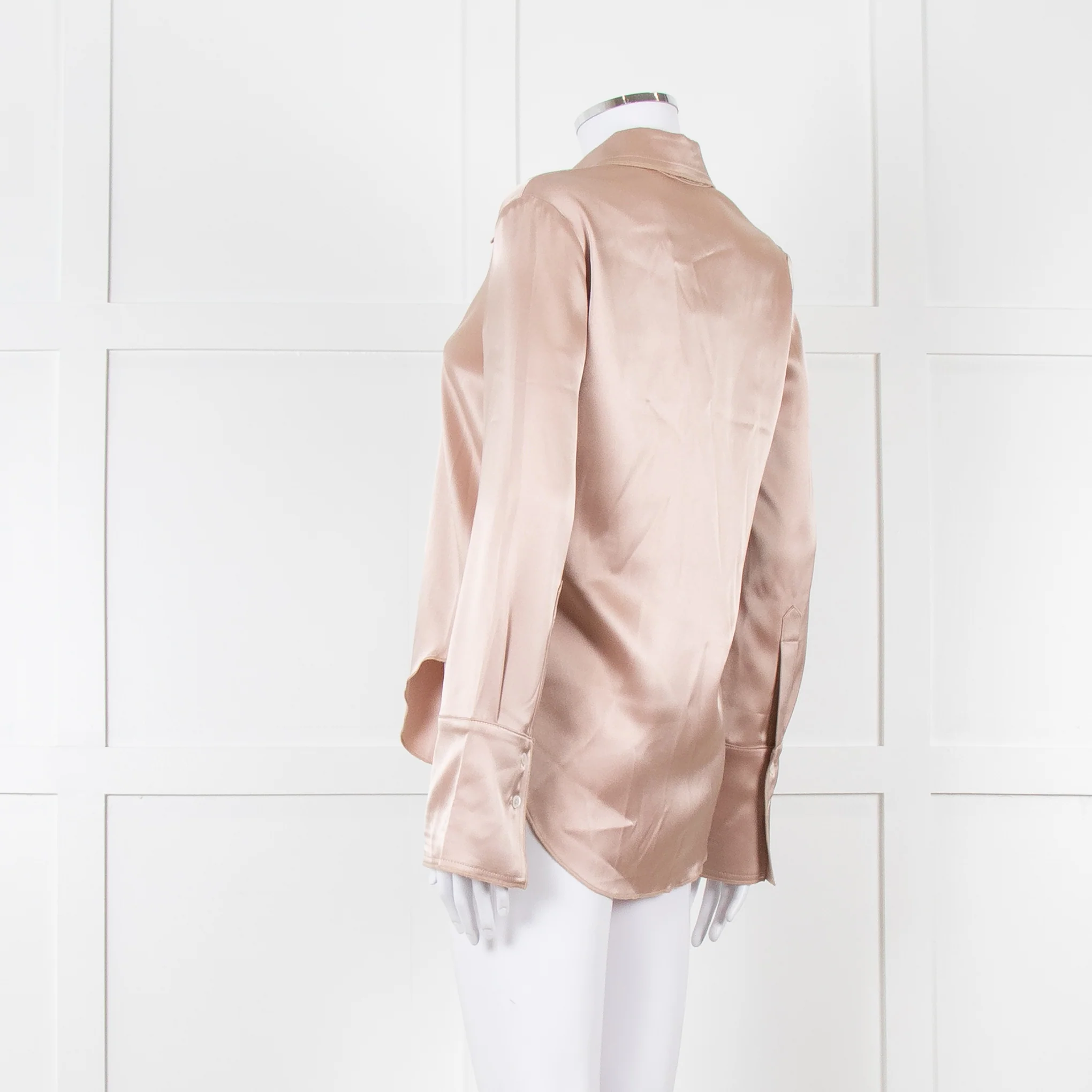 Nanushka Beige Collared Satin Shirt - Image 6