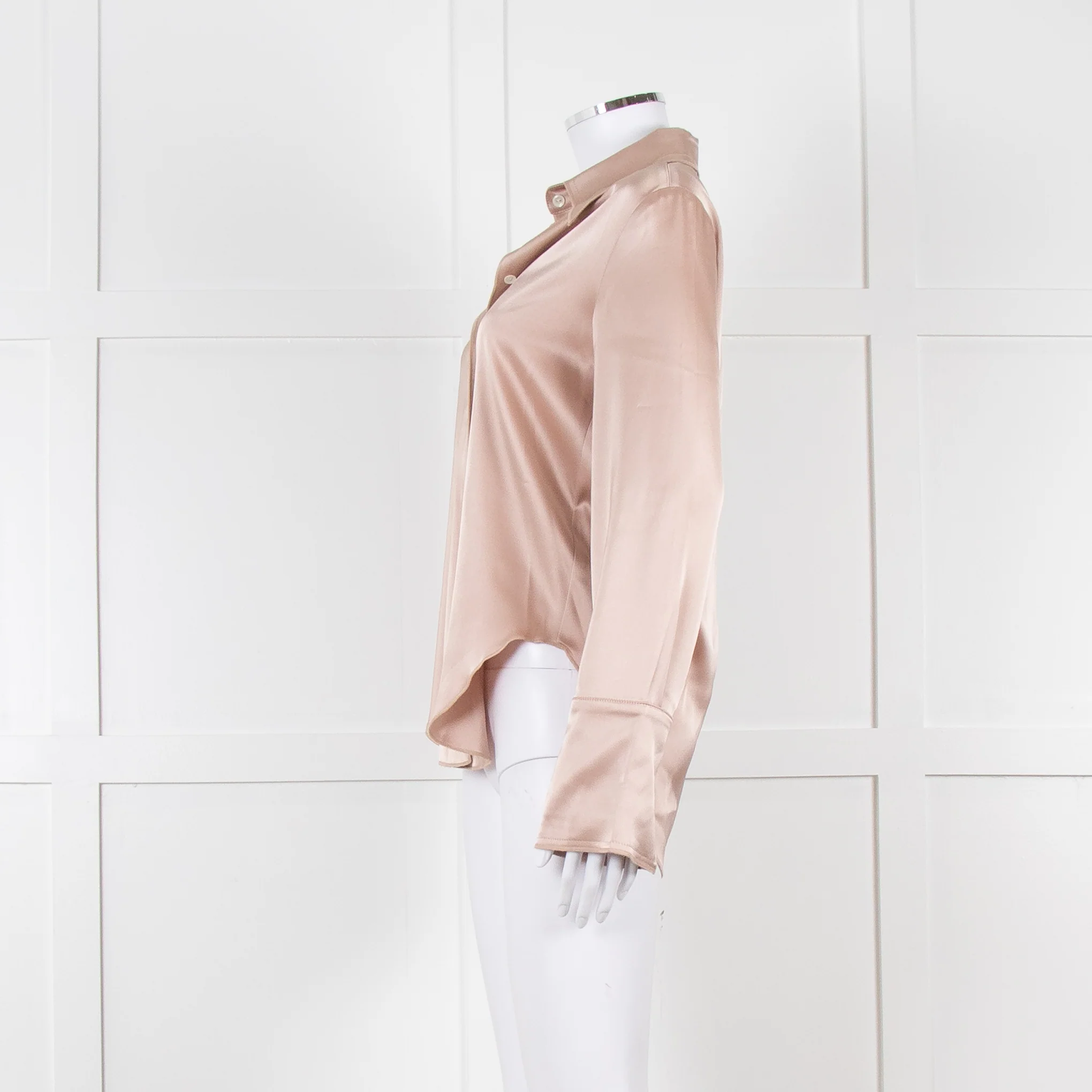 Nanushka Beige Collared Satin Shirt - Image 7