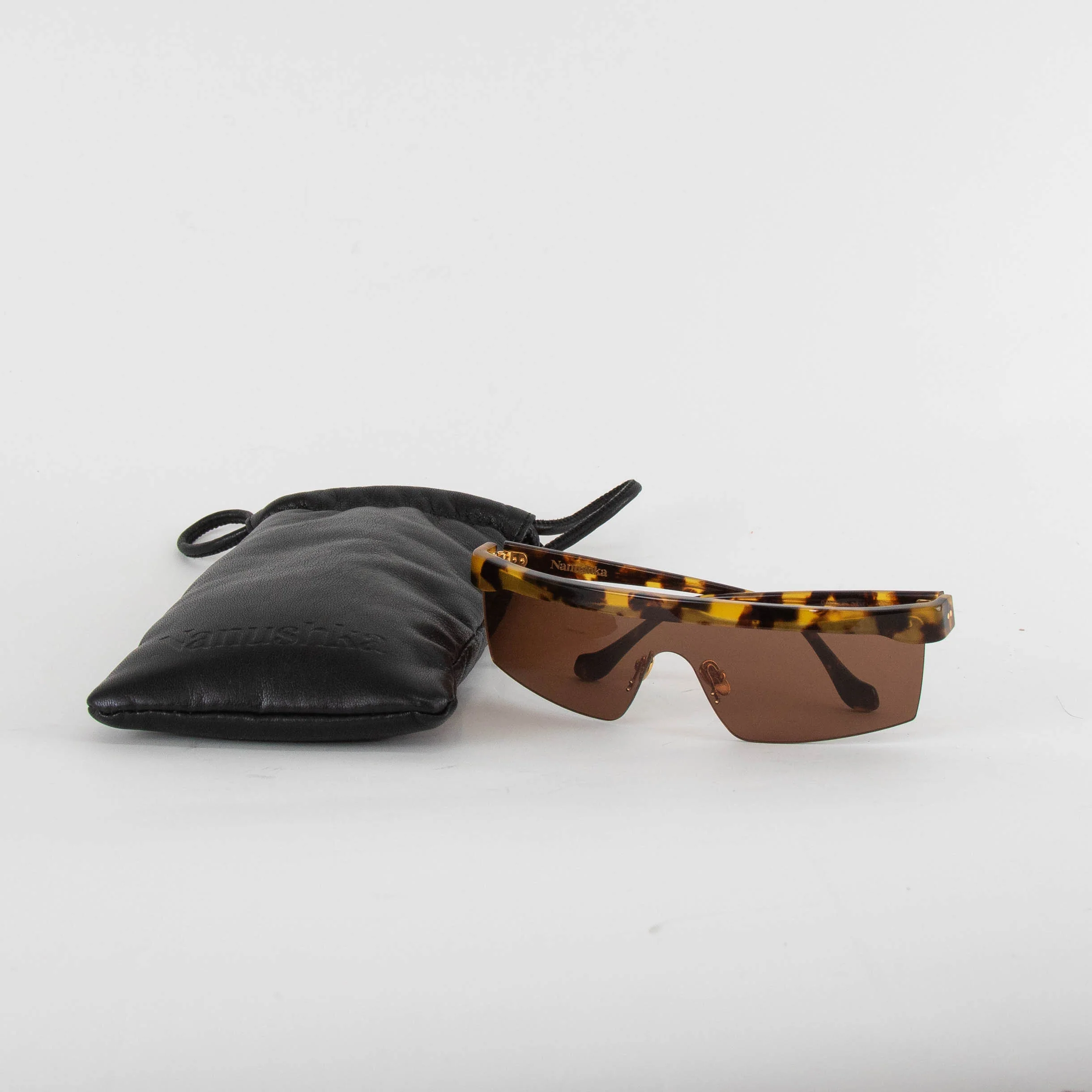 Nanushka Brown Callias Dark Amber Flat Top Sunglasses - Image 2