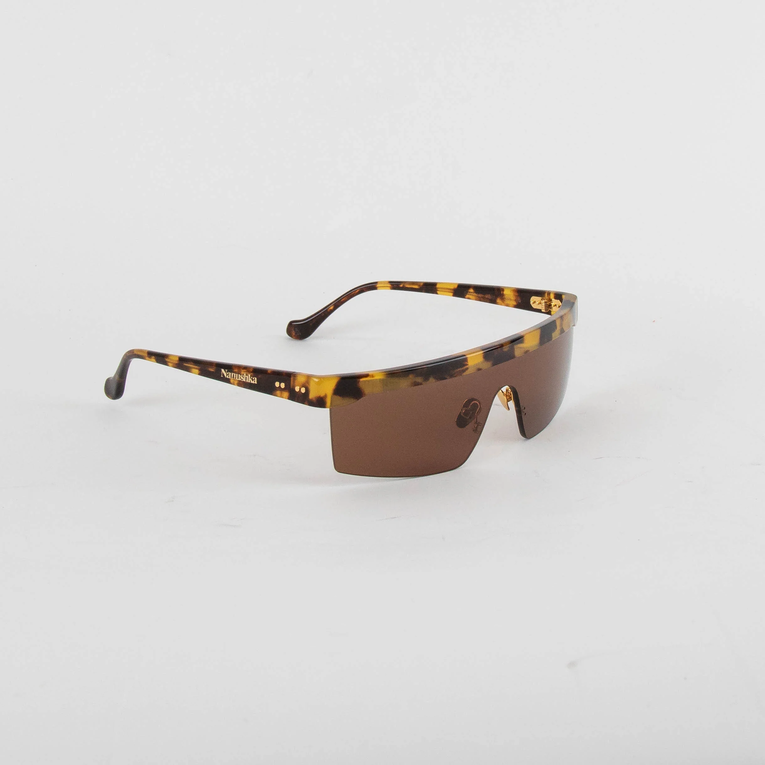 Nanushka Brown Callias Dark Amber Flat Top Sunglasses - Image 3