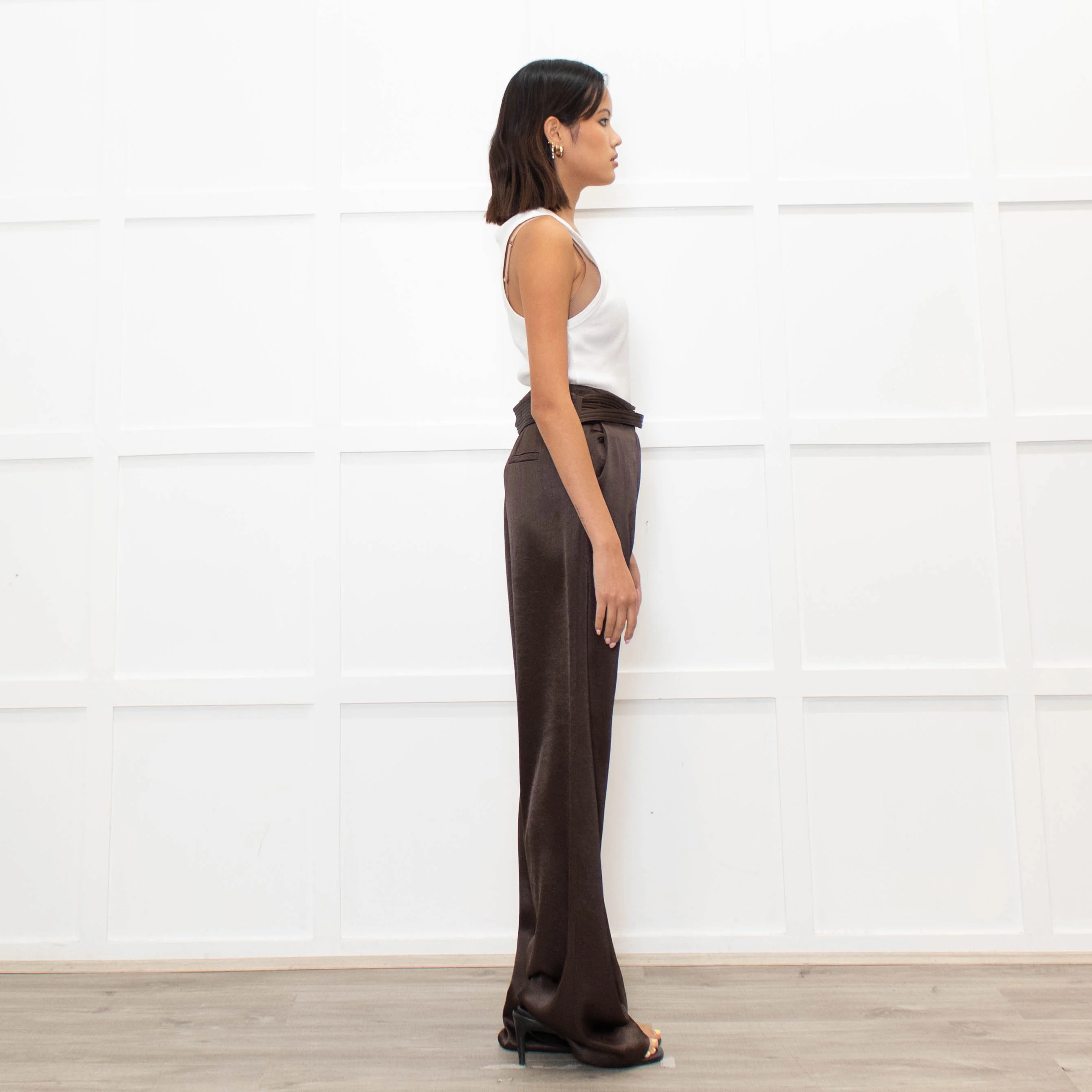 Nanushka Brown Flowy High Waisted Trousers - Image 4