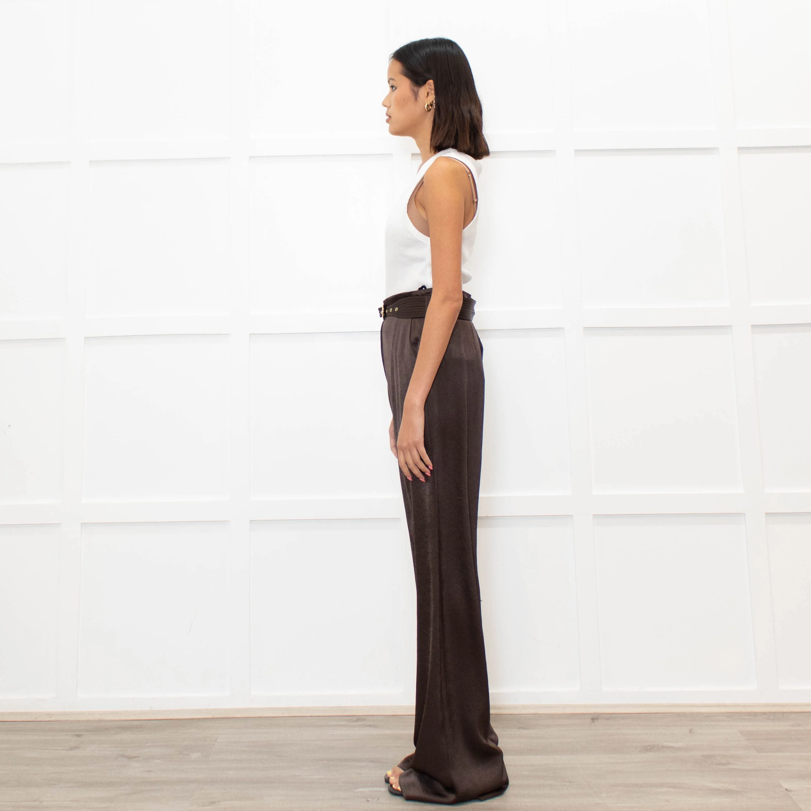 Nanushka Brown Flowy High Waisted Trousers - Image 6