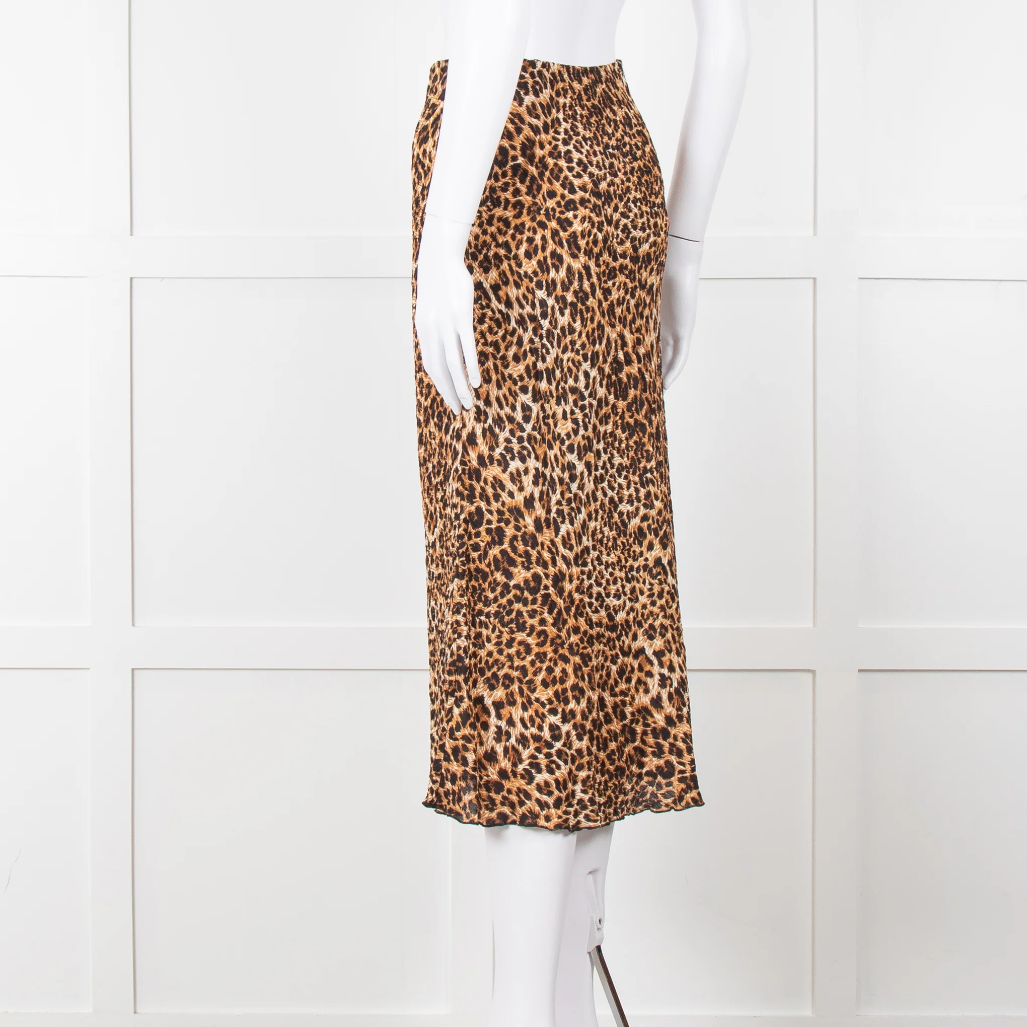 Nanushka Leopard Print Crinkle Midi Skirt - Image 6