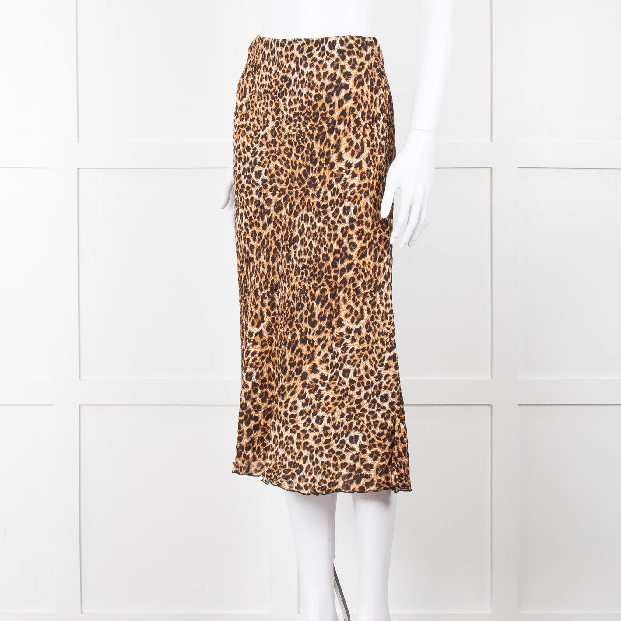Nanushka Leopard Print Crinkle Midi Skirt - Image 8