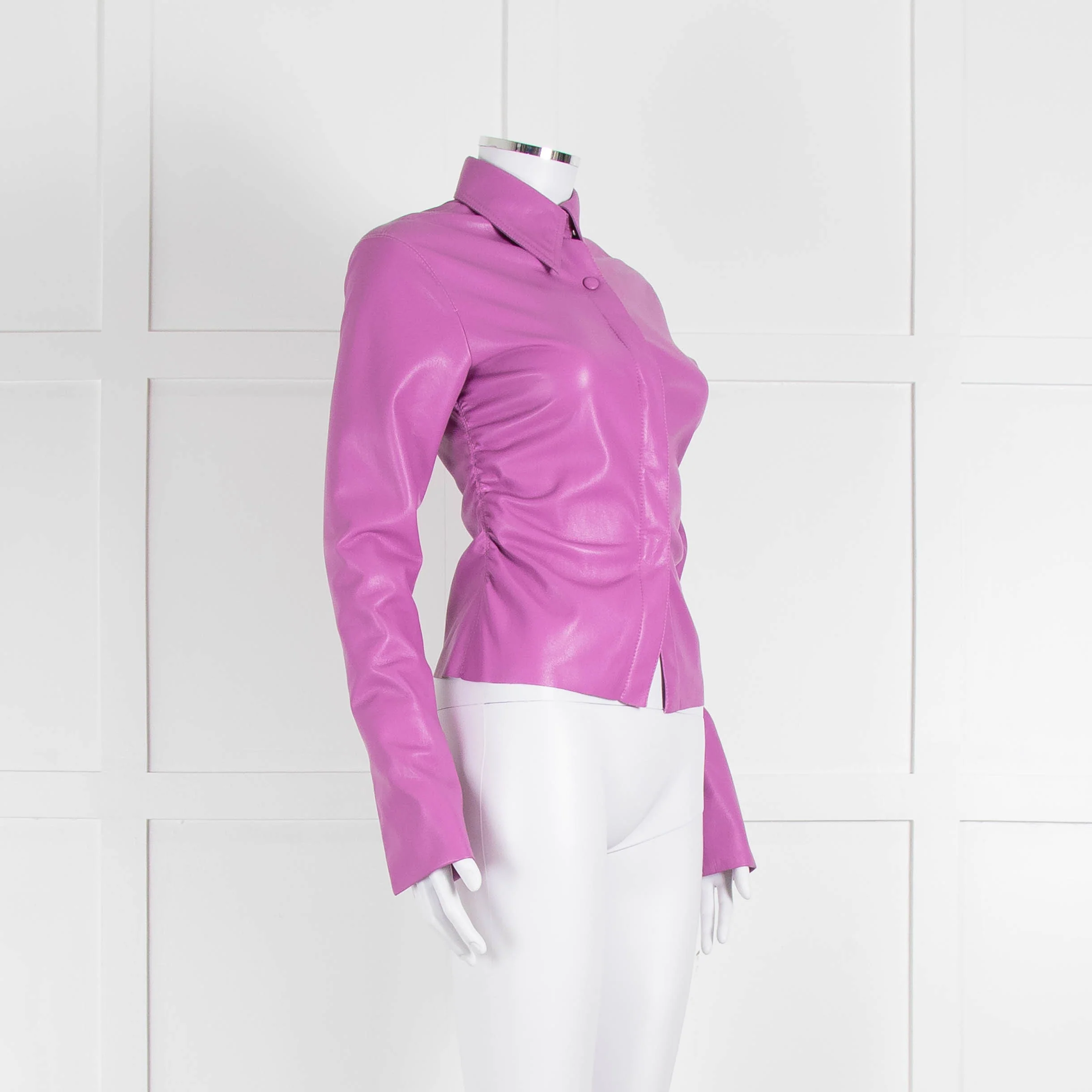 Nanushka Lilac Faux Leather Shirt - Image 2