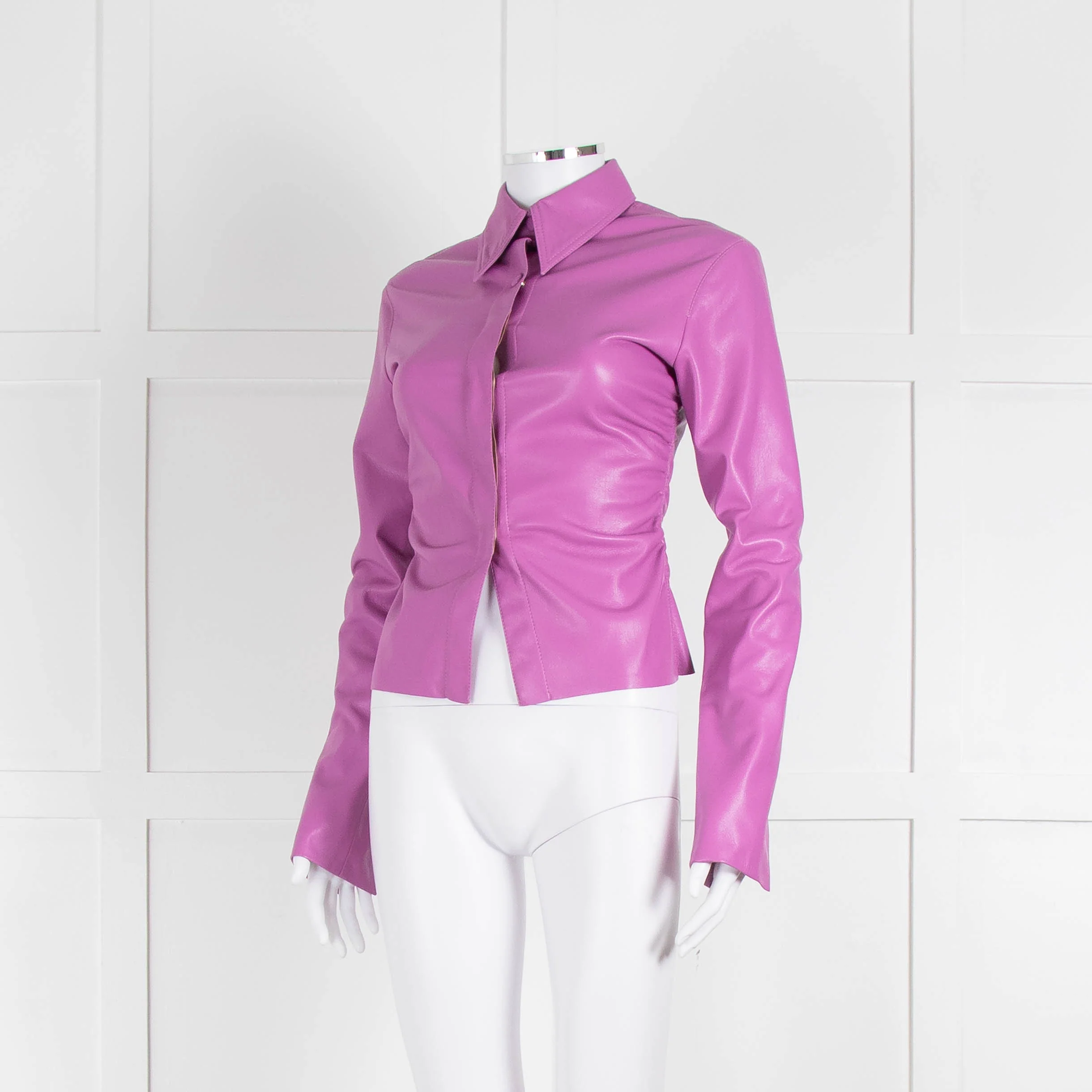 Nanushka Lilac Faux Leather Shirt - Image 8