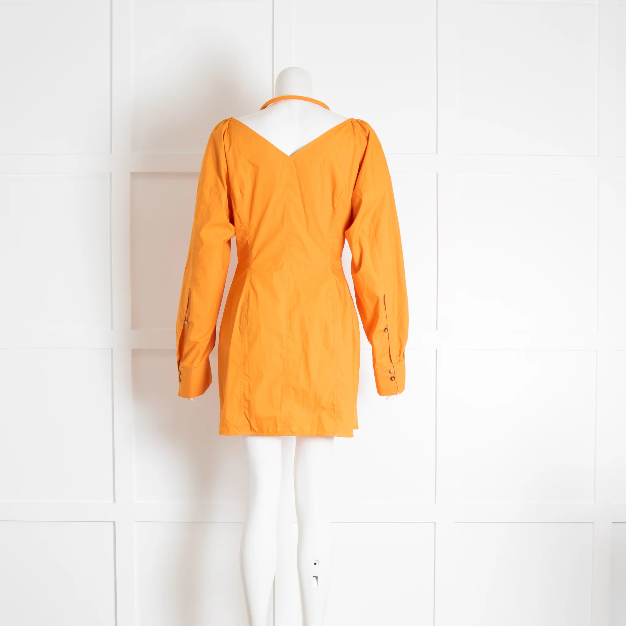 Nanushka Orange Button Front Mini Dress with Tie Detail - Image 3