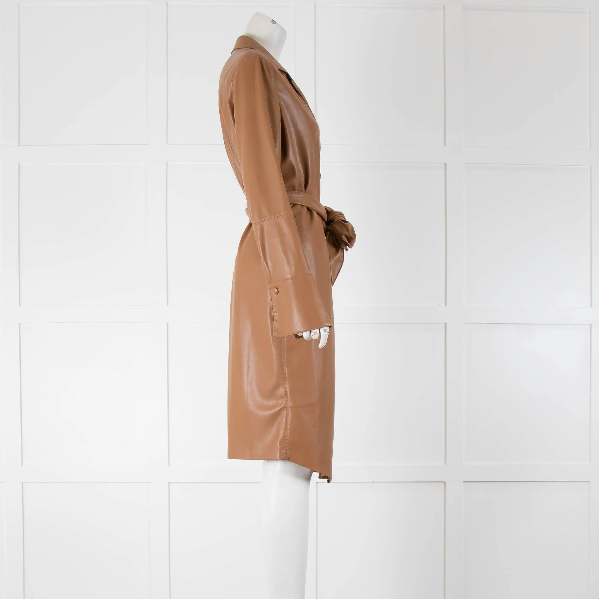 Nanushka Tan Faux Leather Wrap Dress - Image 2