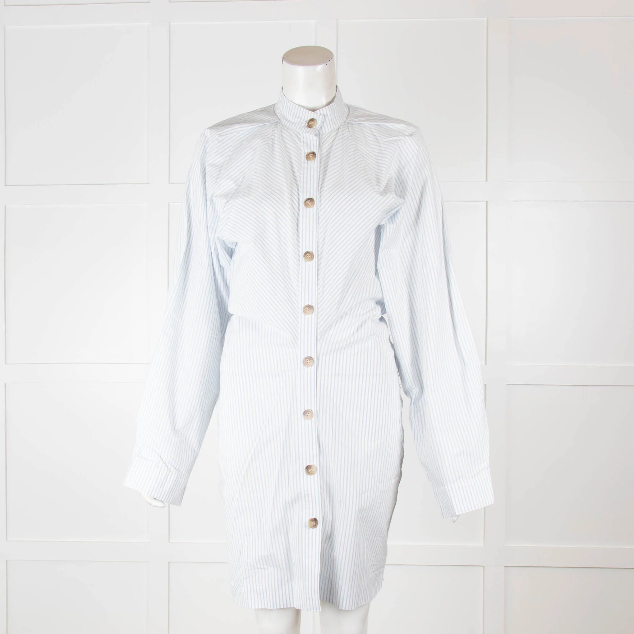 Nanushka Violet Stripped Cotton-Poplin Mini Shirt Dress