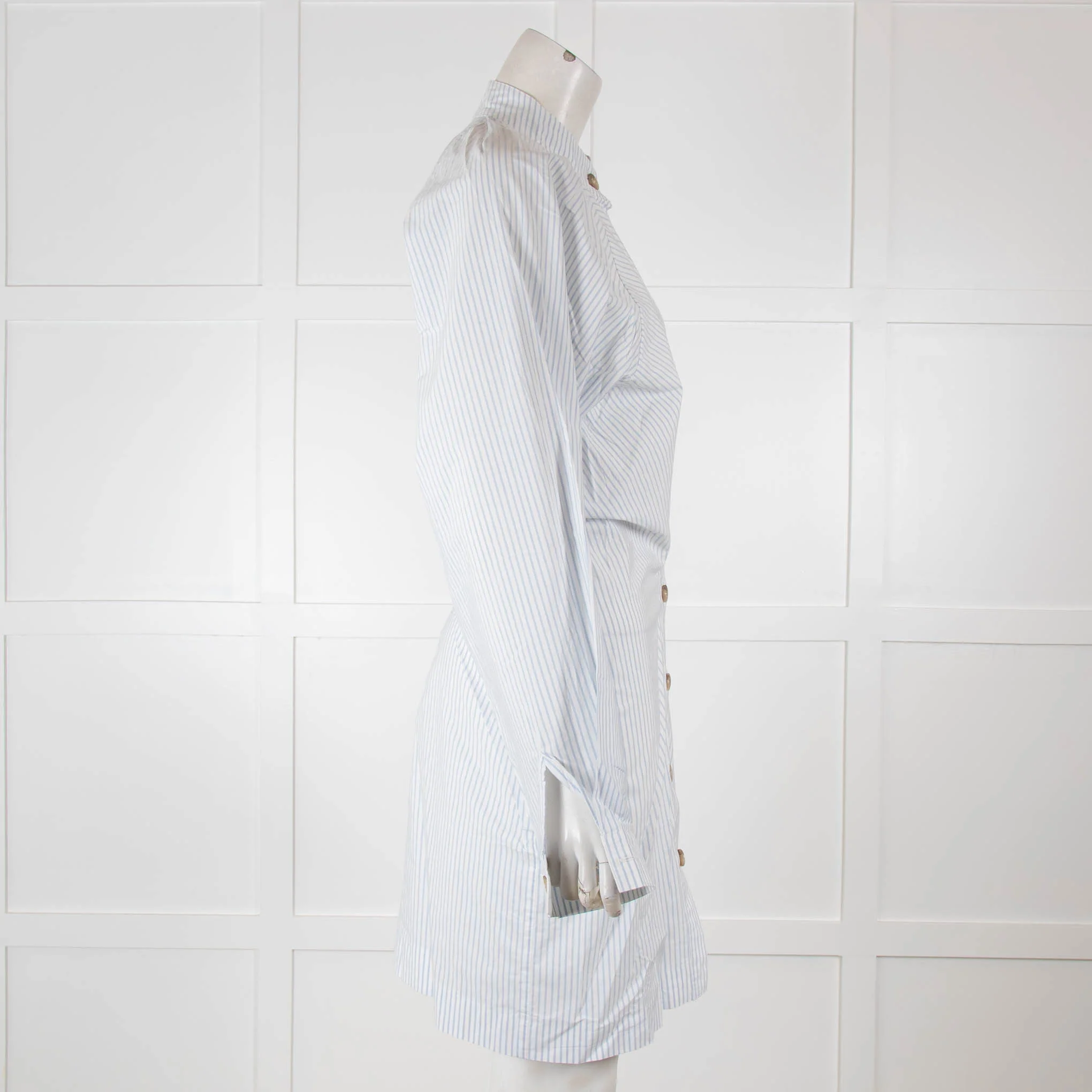 Nanushka Violet Stripped Cotton-Poplin Mini Shirt Dress - Image 2