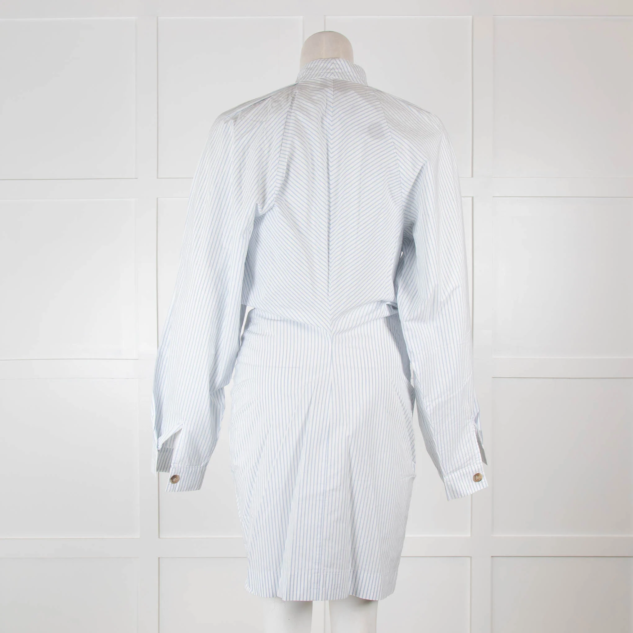 Nanushka Violet Stripped Cotton-Poplin Mini Shirt Dress - Image 3