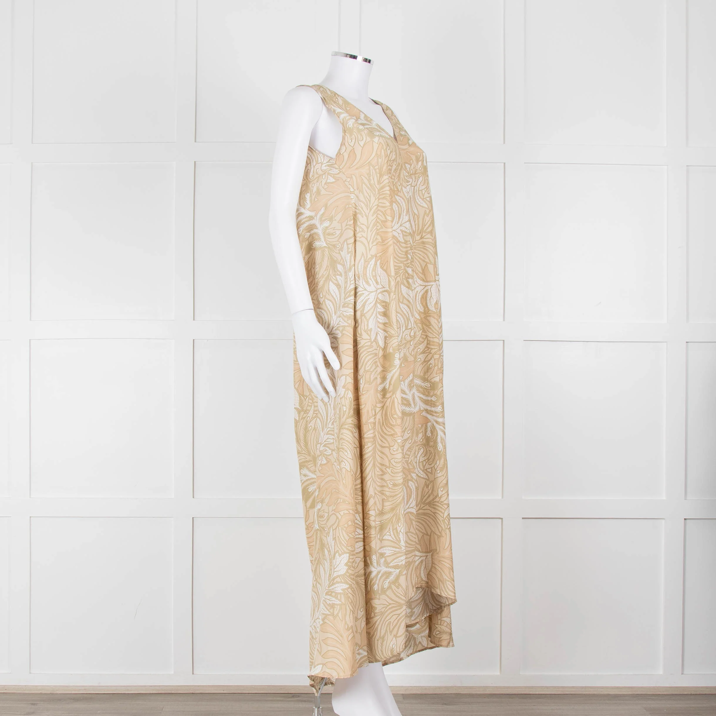 Natalie Martin Beige, Green & White Floral S/Less Maxi Dress - Image 2